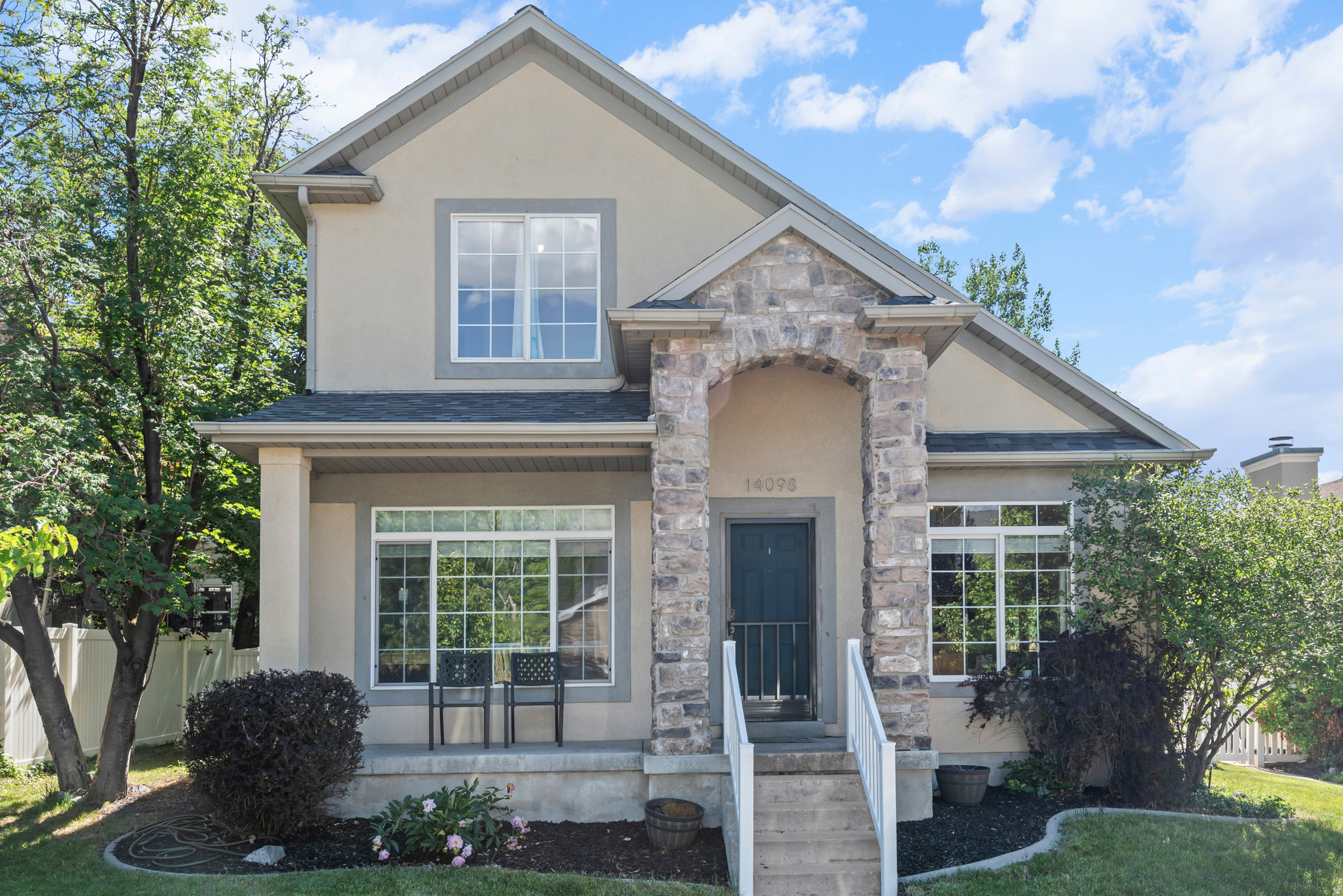 OPEN HOUSE 10-NOON SATURDAY for a First Look! Elegant entertaining in Draper! Enter your vaulted formal living room with large windows that light the space! On the left is a roomy office with French doors.  The contiguous kitchen and family room include high ceilings and windows, tall white cabinets, contemporary flooring, and two sets of French doors to bring the outside in and the inside out.  The secluded, shaded, fully fenced yard has a huge Trex deck. The main floor primary bedroom has a gorgeous, updated bath, and large closet. Upstairs are two beds and a bath while the downstairs has a massive entertaining room, library, two more beds and another bath. To add to your delirium there is a licensed studio ADU above the detached garage currently rented at $1100/month. An exciting find! Square footage figures are provided as a courtesy estimate only and were obtained from county records. Buyer is advised to obtain an independent measurement. Buyer to verify all info.