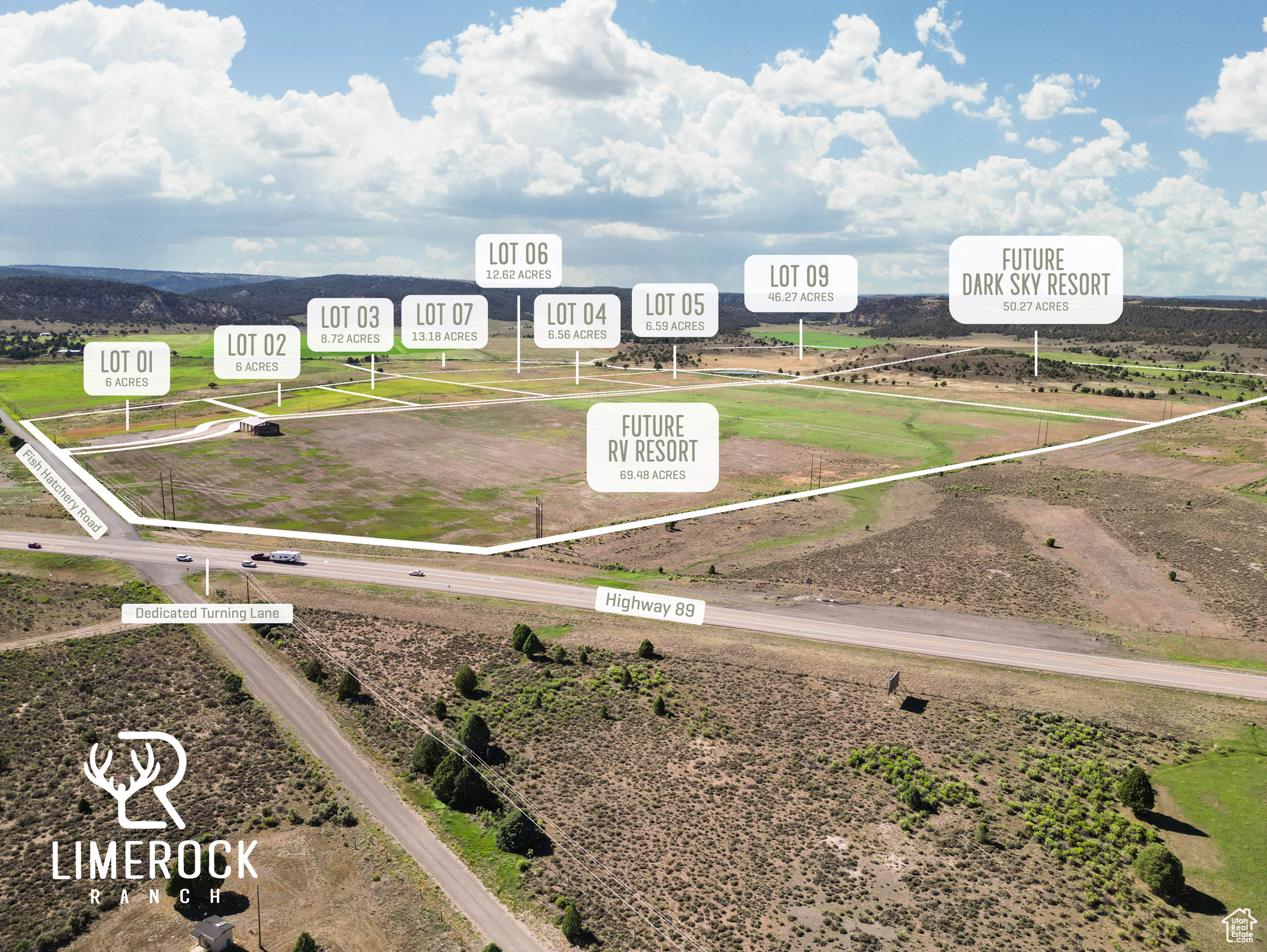 Lot 9 - Experience the potential of Limerock Ranch in Hatch, UT, situated along the scenic Highway 89. This exceptional property encompasses multiple lots, ranging from 6 to 69 acres, each presenting a unique opportunity with irrigated land ideally suited for hay or pasture. Ready to build a home with power, well water, and completed septic tests. Limerock is nestled near the stunning landscapes of Bryce Canyon, each parcel boasts breathtaking views. Enhanced by dedicated turning lanes off Highway 89, access to these lots is straightforward, providing a seamless transition to your private retreat. With prices starting at $229,000, this is an attractive opportunity for those seeking to invest in Utah's magnificent outdoors. Owners are licensed real estate agents in the State of Utah.