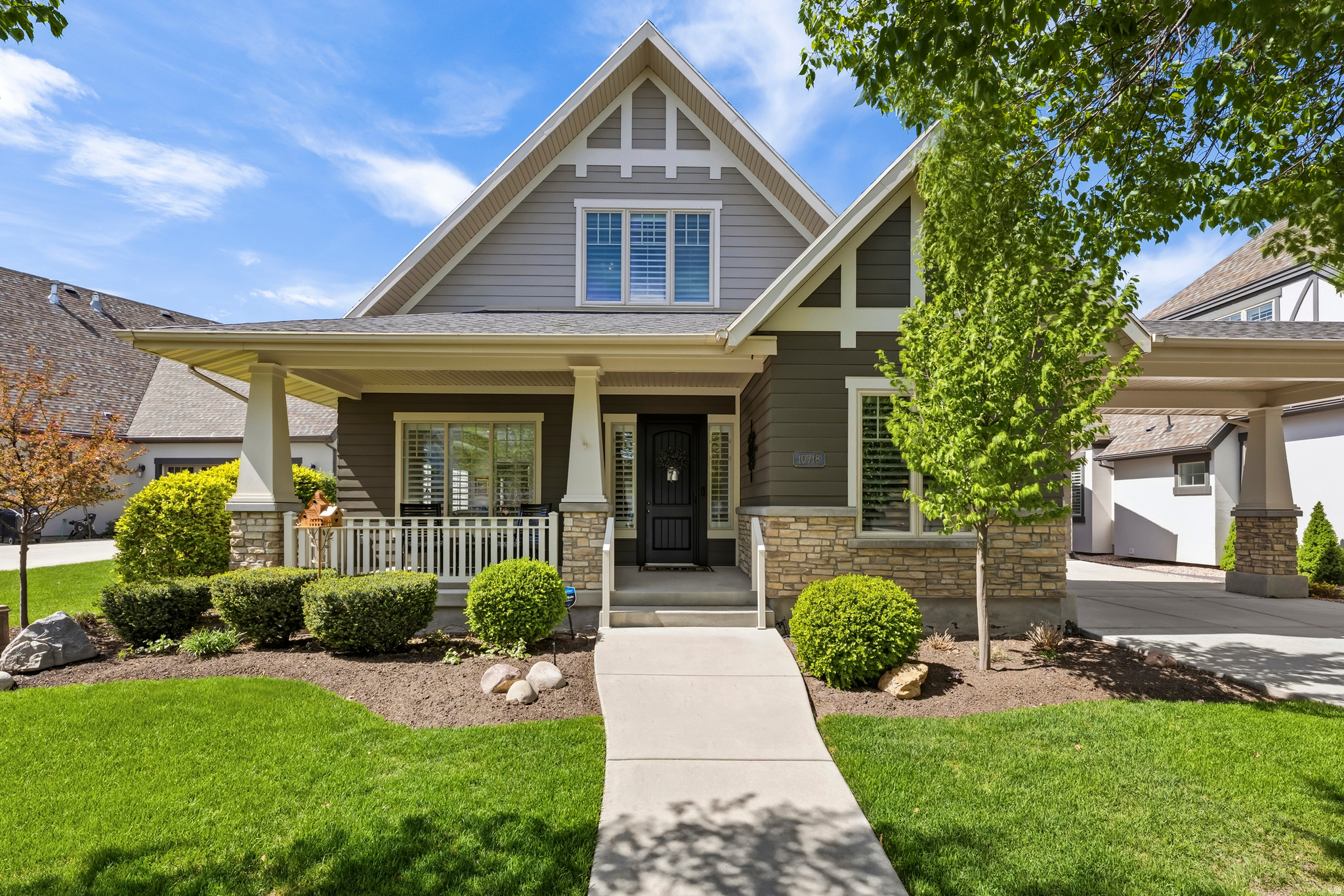 Gracefully positioned in the highly desirable Daybreak community, this refined two-story residence offers 4 bedrooms, 3 bathrooms, and 3,477 square feet of beautifully designed living space. An abundance of natural light enhances the bright, open layout, creating an atmosphere of effortless elegance ideal for both everyday living and sophisticated entertaining. The main floor features a versatile flex room, perfectly suited as a guest bedroom, private office, or den. An extended tandem garage provides generous space for additional parking, storage, or a workshop. Outdoors, a pergola-covered patio creates a serene setting for relaxation and gatherings. Thoughtfully appointed with an ARO water filtration system, this home blends comfort, style, and functionality in one exceptional offering.