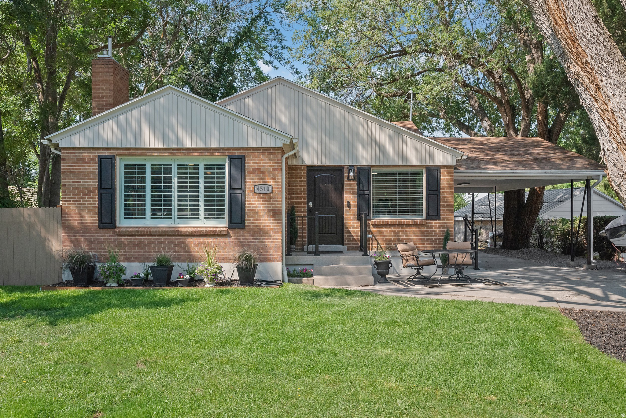 Charming, recently updated, all-brick rambler, centrally located in a prime area of Holladay, at the end of a cul-de-sac, directly across from Olympus Pines Park, within short walking distance to schools and Holladay City Hall Park (featuring extensive playgrounds, pickleball courts, a basketball court, a skatepark, baseball diamonds and expansive green space for other recreational activities). Beautifully surrounded by mature trees providing a tranquil environment with abundant shade. Extensive recent updates, include a beautifully remodeled kitchen (with new cabinetry, sink, faucet, range, dishwasher, and microwave), new flooring (luxury vinyl plank and carpet), new light fixtures, new bathroom vanities, new railings, fresh paint, and refreshed landscaping. (Potential to create a large primary suite with the addition of a walk-in closet and bathroom in the downstairs storage area). The spacious private backyard provides numerous possibilities for gardening, entertaining or future expansion, with room to add a detached garage, workshop, etc. This move-in-ready home combines thoughtful updates, outstanding location, and room to grow. Furnishings are also available for purchase, making this an exceptional turnkey opportunity. Buyer is responsible for verifying all information. To view a point/click 3D property tour click "View Tours" below the pictures on the MLS, or visit: https://www.zillow.com/view-3d-home/6b82ff34-990f-462c-83b9-dbbc30897bed?setAttribution=mls&wl=true&utm_source=dashboard