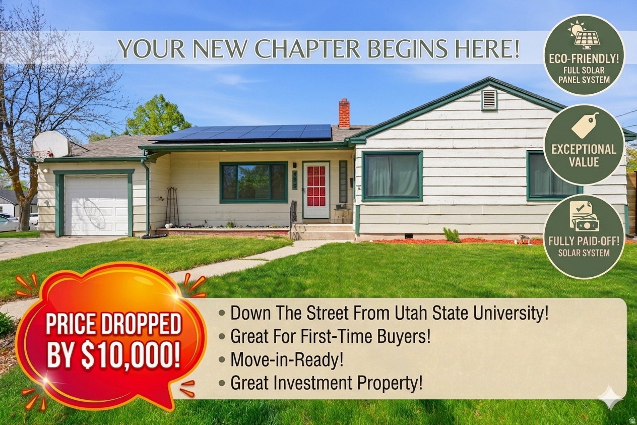 Opportunity Knocks in Logan! This charming single-level Rambler is the perfect find, whether you're looking to stop renting and start owning or seeking a solid addition to your investment portfolio. Located just minutes from Utah State University, it's location offers both convenience and high rental demand. Why you'll love this home; Energy Efficiency: Comes with a fully paid-off solar system; say goodbye to high utility bills! Recent Upgrades: Features new windows that enhance both curb appeal and insulation. Outdoor Living: A fully fenced backyard offers privacy and space, plus the storage shed is included. Turn-Key Potential: Ideal for cashflow-focused investors or first-time buyers ready to build equity. Don't let this one slip away! Contact Your Local "HOME" Girls today to see it in person. Square footage figures are provided as a courtesy estimate only and were obtained from county records.  Buyer is advised to obtain an independent measurement.