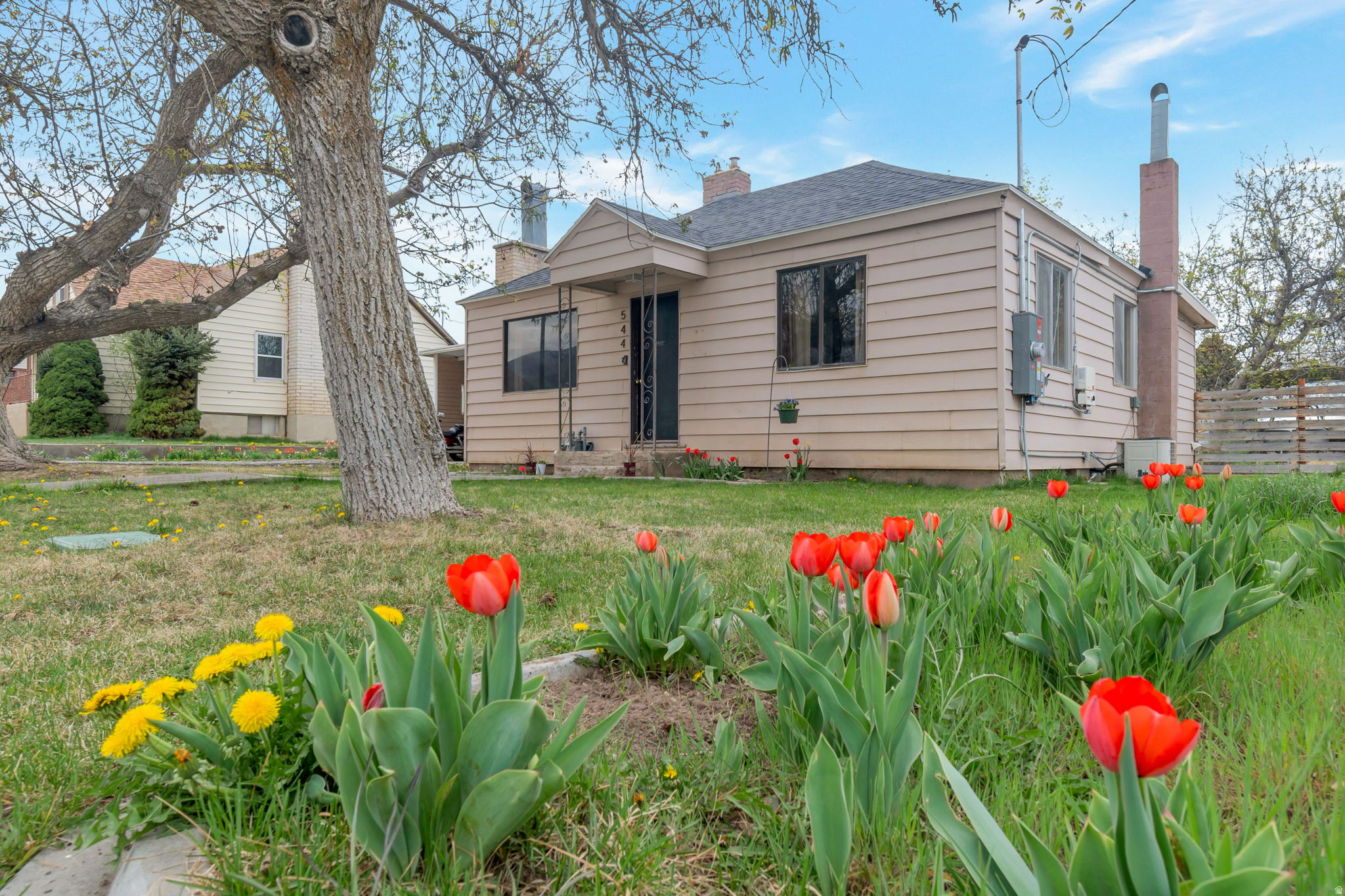 This 2-bedroom, 1-bath home offers a functional layout with a spacious kitchen and a family room with a fireplace. The finished basement provides additional living space, including a second family room, den, and storage area. A new roof was installed by the previous owners around 2020, and the home includes solar panels that will be paid off at closing. The backyard features a large storage shed with power, offering great potential for a workshop or additional storage. Square footage figures are provided as a courtesy estimate only and were obtained from county records. Buyer is advised to obtain an independent measurement.