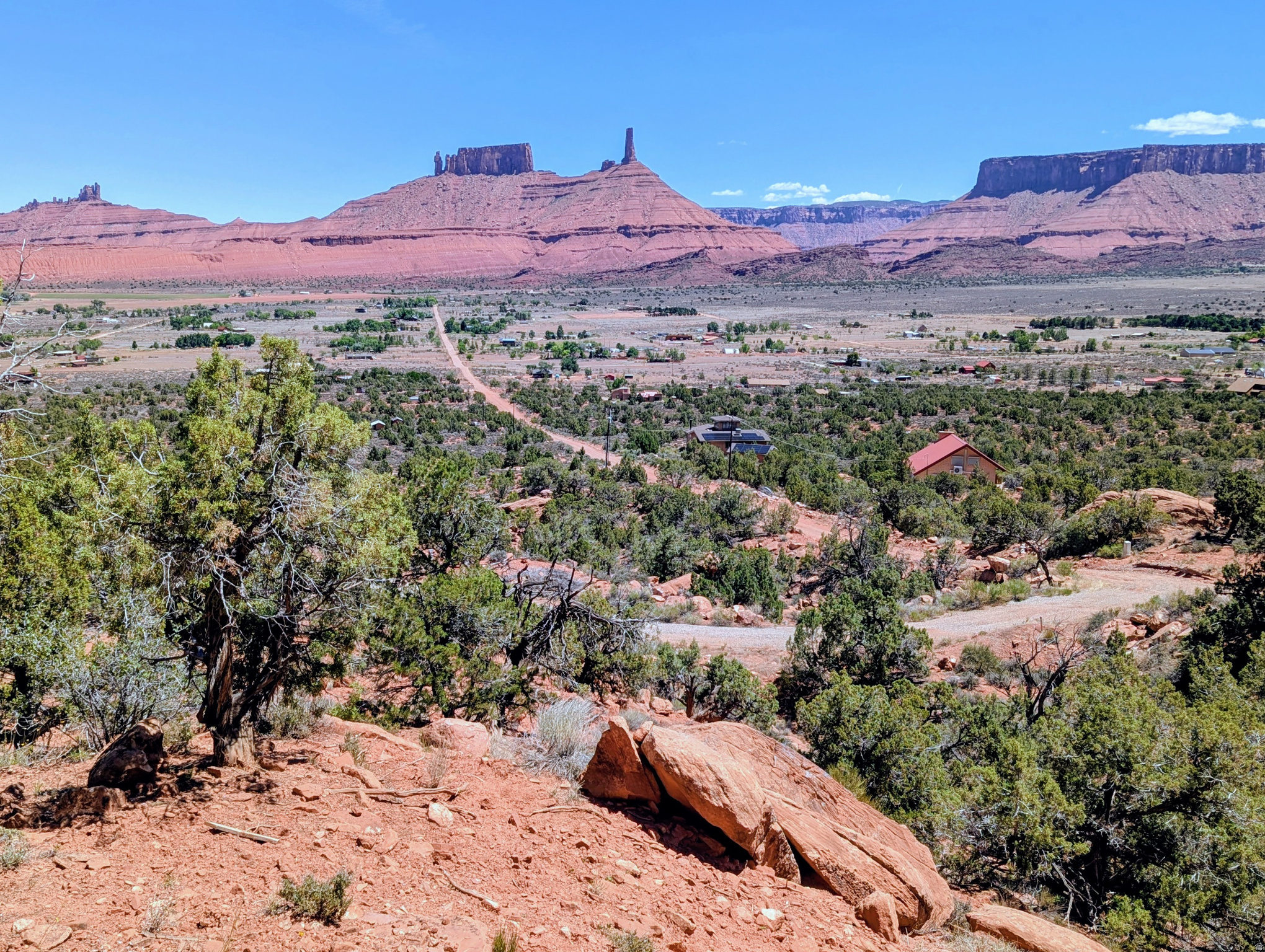 High above Castle Valley, an awesome and unique property has come on the market. At the top of Shafer Ln. Lot #169  5.74 Acres , very private and Dark sky's await. Unbelievable views of the Majestic La Sal Mts. Castle Rock, and the valley.