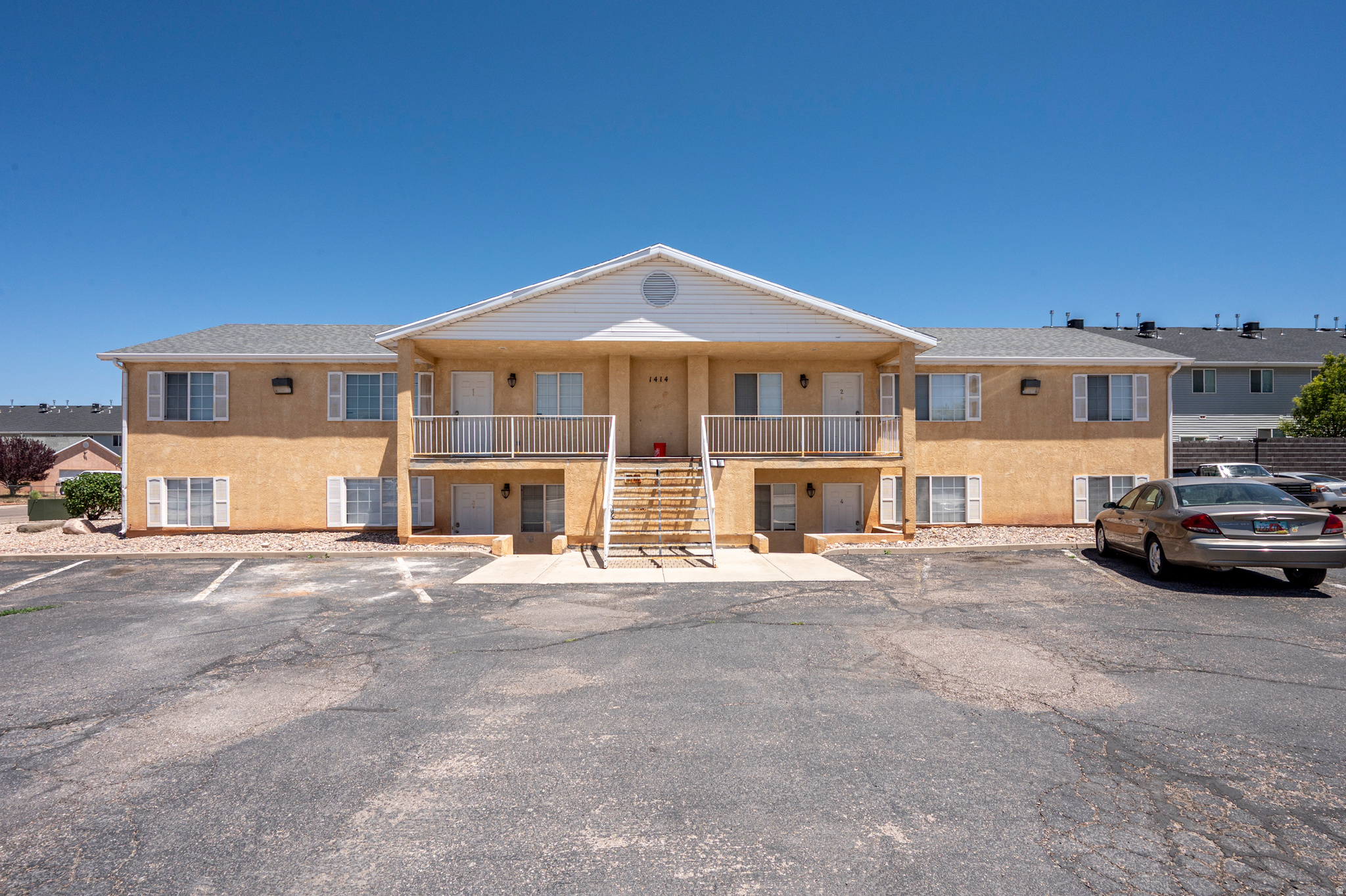 Fantastic turn-key off-campus student housing investment property. This fully furnished 4-plex has 4 bedrooms and 2 bathrooms in each unit for a total of 16 beds and 8 bathrooms. Currently, pricing is by the bed, per semester. The summer semester is $850, and the school year semesters are $1,850 each. Tenant also pays $65/month per tenant for utilities and internet.  2025 laundry income was $1,000.50.  Full financials and APOD available.