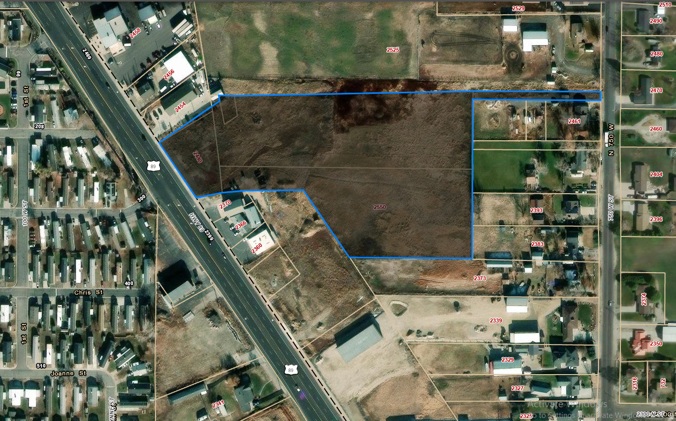 Discover exceptional development potential with this 7.5-acre commercial site featuring 192 feet of premium frontage along U.S. Highway 89-one of Weber County's most visible and accessible corridors. Zoned CP-2 (Commercial Planning District), the property allows for a wide range of commercial uses, making it an ideal location for:  Mixed-use developments  Retail centers or restaurants  Professional or medical offices,  Automotive services and related commercial uses etc. SITE HIGHLIGHTS  Size: 7.5 acres (six combined parcels)  Frontage: 192 feet along Highway 89  Traffic Count: Over 14,000 vehicles per day and increasing  Zoning: CP-2 (Commercial Planning District)  Utilities: All previous structures and materials removed; site cleared and build-ready  Condition: Fully usable land-no buried concrete, piping, or wiring remains