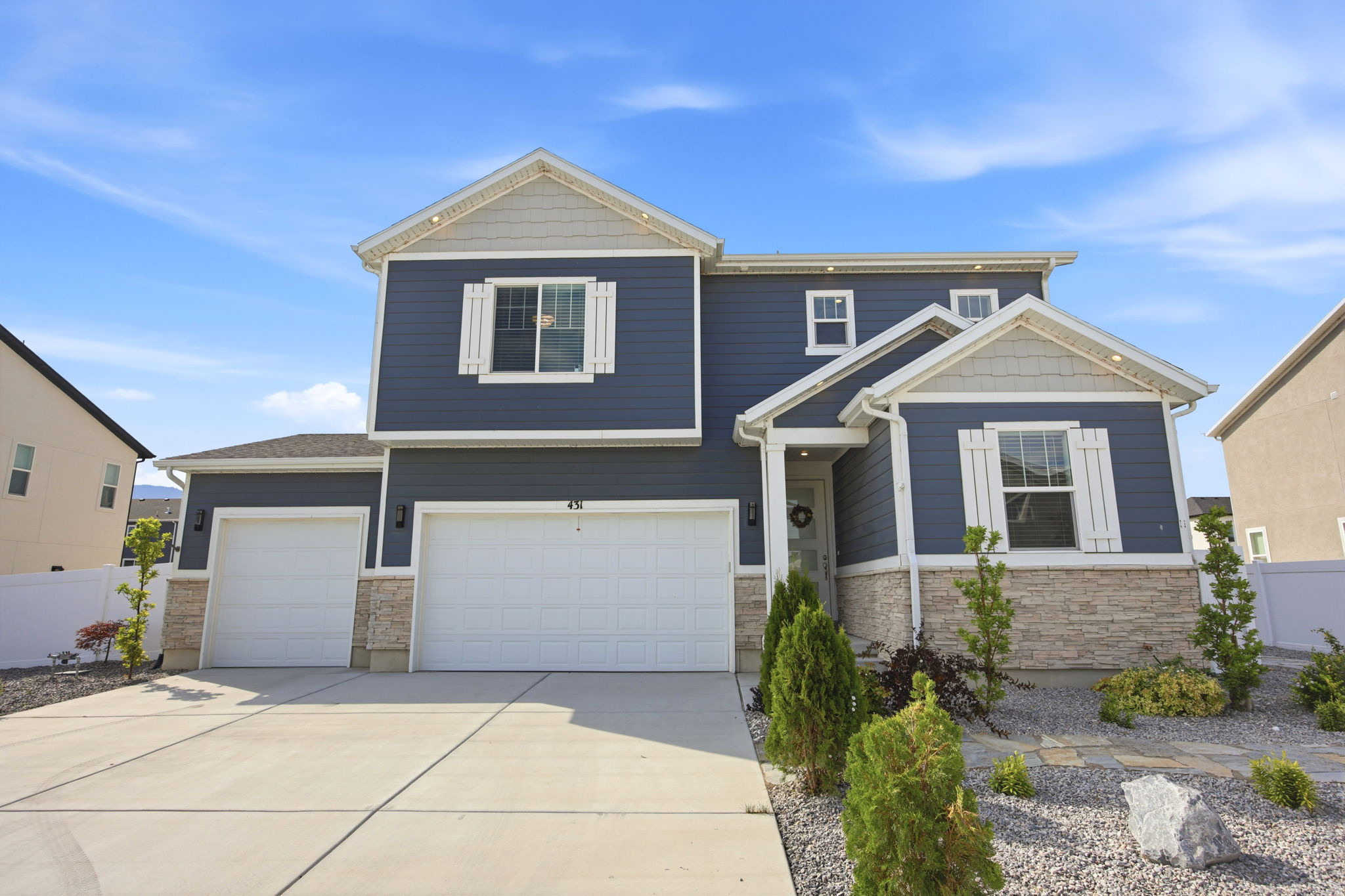 This is truly a stunning, LIKE-NEW 2-STORY HOME nestled in the desirable Wild Horse Ranch subdivision! Features include a SPACIOUS LIVING ROOM, an UPGRADED KITCHEN with SOFT-CLOSE CABINETS, TILE FLOORING throughout the main level and primary bedroom, and a LARGE WALK-IN CLOSET in the primary suite. Additional upgrades include a TANKLESS WATER HEATER, CENTRAL VACUUM, EPOXIED GARAGE FLOOR, PROGRAMMABLE EXTERIOR LIGHTING, and RADON MITIGATION already installed.  Enjoy a FULLY LANDSCAPED, LOW-MAINTENANCE BACKYARD. While there is NO BASEMENT, the home offers an IMPRESSIVE 5-FOOT-HIGH CRAWL SPACE with abundant storage. Large windows provide plenty of NATURAL LIGHT throughout the home.  WILD HORSE RANCH offers an amazing lifestyle with STANSBURY LAKE, an 18-HOLE GOLF COURSE, COMMUNITY POOL, MULTIPLE PARKS, NUMEROUS PICKLEBALL COURTS, and a DISC GOLF COURSE all just minutes away. Enjoy beautiful MOUNTAIN VIEWS and expansive GREEN SPACE in one of Tooele County's most sought-after communities.  Square footage figures are provided as a courtesy estimate only and were obtained from a certified appraiser. Buyer is advised to obtain an independent measurement. Buyer to verify all information, including schools.