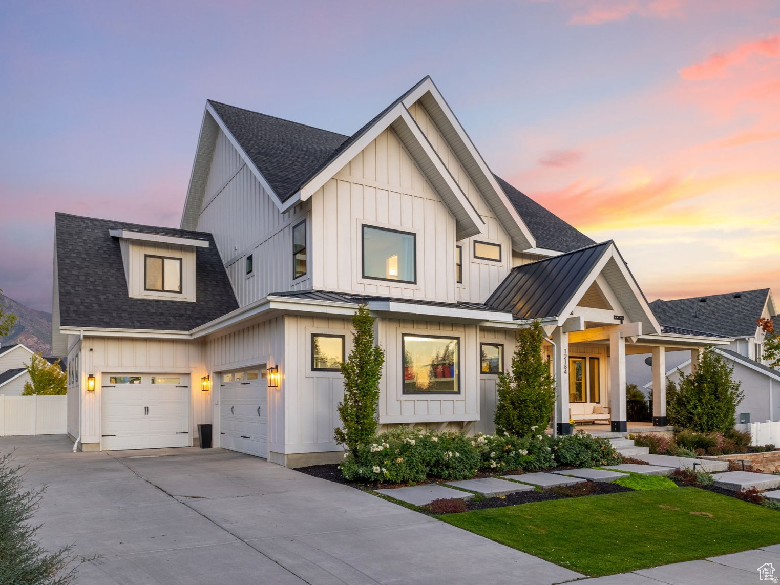 An absolutely stunning home in the most popular Highland neighborhood  Skye Estates! This custom home was flawlessly designed and has top of the line finishes such as engineered hardwood floors, decorative coffered ceilings, a double kitchen island, 4 ovens, and an open butler pantry. The primary bedroom has a private balcony with one of the most breathtaking views in Utah County and the bathroom is paired with a massive walk-in closet that includes laundry hookups. The basement offers a theater room, play area and separate mother-in-law apartment for additional rental income. The home is constantly requested by filming companies for content where they pay the owner for access which is an added perk for extra income! Outside, you'll find another balcony overlooking the huge grassy and fenced-in yard with incredible mountain views. And just a few blocks away sits the community pool that comes in clutch during the summertime. You deserve this home! Call/text Mike Gooch whenever for a private tour!