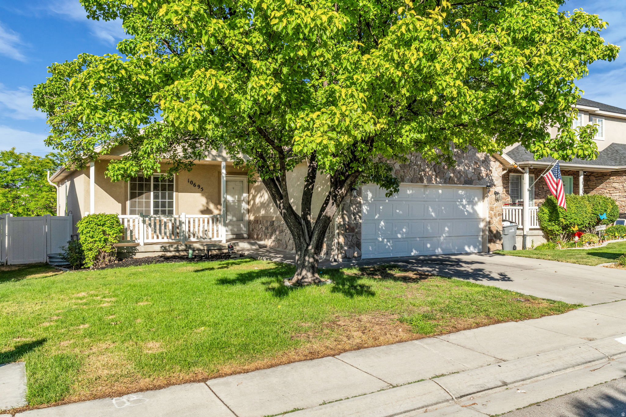 Welcome home to this beautifully maintained 5-bedroom, 3-bathroom residence in the highly desirable Oquirrh Park community of South Jordan. Lovingly cared for and move-in ready, this home shines with fresh interior paint, brand-new carpet, and a spacious, functional floor plan designed for today's lifestyle. The bright, open living spaces flow seamlessly into the well-appointed kitchen, where stainless steel appliances are all included. Generously sized bedrooms provide comfort for everyone, while the thoughtful layout offers the convenience of single-level living with the primary suite and essential living spaces on the main floor. Enjoy the added benefit of a reverse osmosis water purification system, providing fresh, clean drinking water right from the tap. The fully finished basement expands your living space with two additional bedrooms, a full bathroom, and an expansive family room featuring surround sound-perfect for movie nights, entertaining guests, or creating the ultimate recreation space. Outside, you'll appreciate the wonderful Oquirrh Park community amenities, including a clubhouse, fitness center, swimming pool, and two neighborhood parks. Ideally located just minutes from shopping, dining, and entertainment at The District, you'll enjoy both convenience and an exceptional quality of life. This home truly has it all-style, space, comfort, and an unbeatable location. Don't miss the opportunity to make this South Jordan gem your next home!