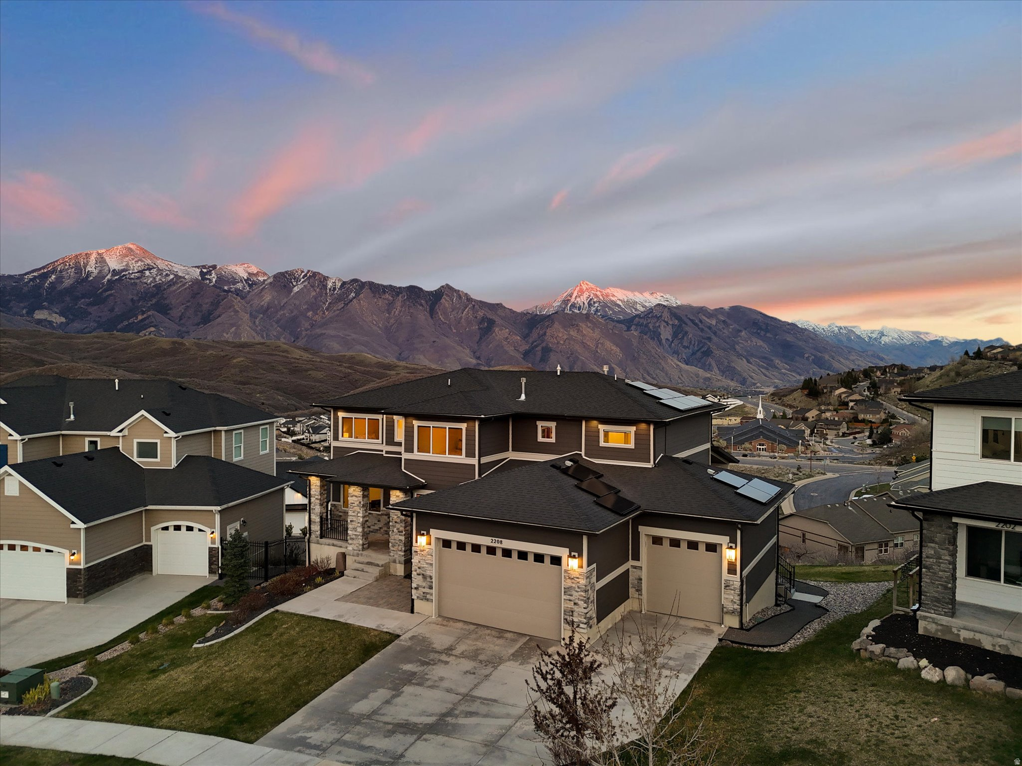 OPEN HOUSE, Saturday June 6, 12-2PM.  Enjoy unobstructed mountain views from your large, private covered deck and from nearly every room in the house. Perched within the SunCrest community of Draper, this home is fully move-in ready, with all new carpet, all new paint, and several updates in early 2026. The vaulted great room ceiling, whole-home interior/exterior surround sound (controlled via app), and gourmet kitchen add to the luxurious feel of this mountain oasis, where you are steps from world-class hiking and biking trails. The owner's association adds value with paid-for cable & internet, and an exclusive clubhouse gym and pool, including a large water slide and lazy river. Minutes from I-15 and 30 minutes to Salt Lake International, wherever you are going, you can get there from this beautiful home in the mountain community of SunCrest. Owner is a relative of a licensed real estate agent. Buyer to verify all.