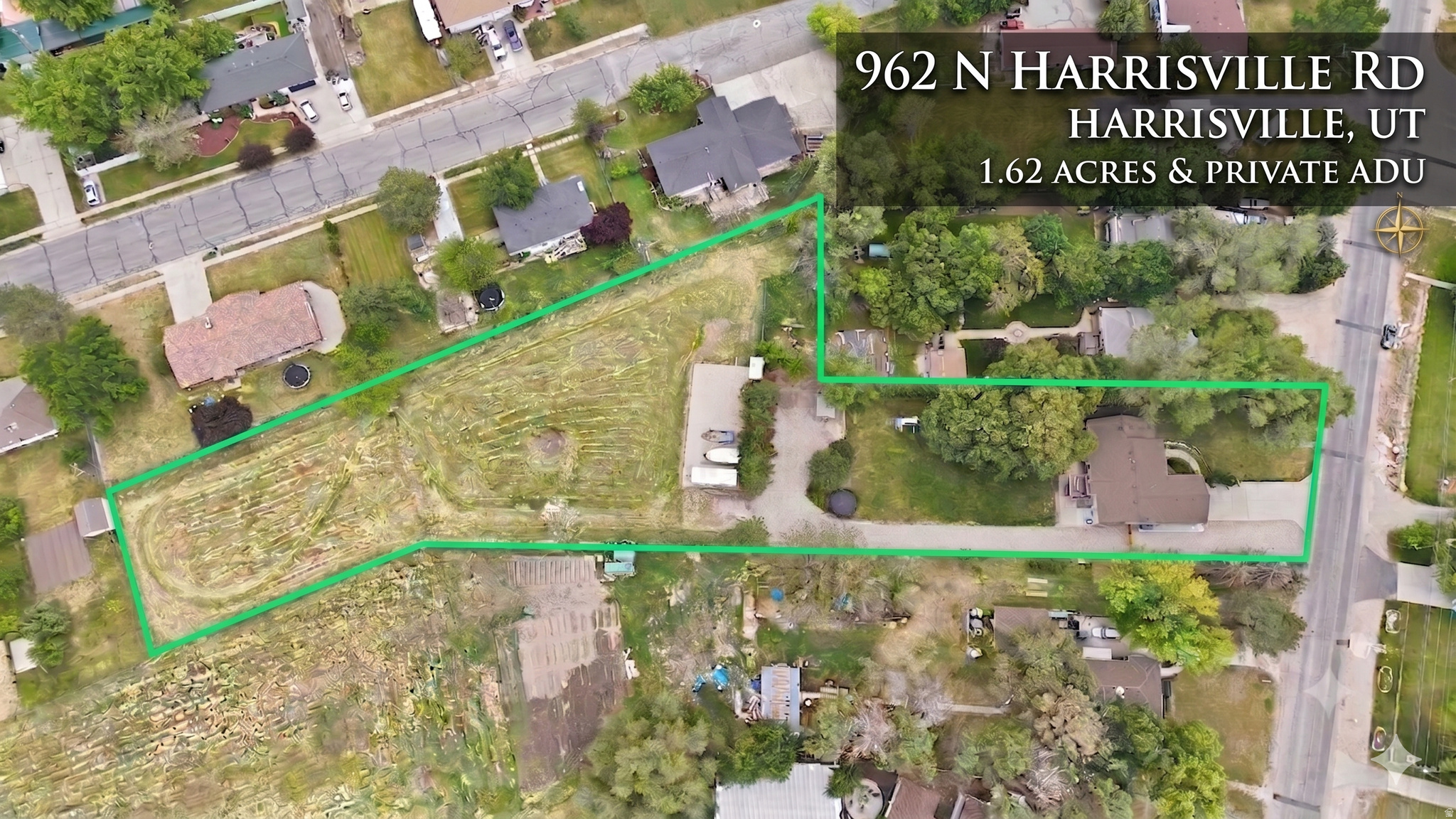 This 1.62-acre Harrisville masterpiece is a rare "unicorn property" that blend custom luxury with potential income, featuring a fully private, attached ADU currently rented for $1,000/month that acts as an unparalleled "mortgage subsidy," significantly increasing your purchasing power. This estate offers approximately 3,394 total sq ft, thoughtfully distributed as a spacious 2,500 sq ft main residence, a private 550 sq ft apartment, and an additional 344 sq ft of dedicated dry storage. The interior is professionally updated with fresh paint, custom millwork, and high-end executive office cabinetry. Outdoors, the equestrian-ready grounds feature a dedicated 1-acre horse pasture, a solar-powered chicken coop, and a fenced yard, all kept lush by primary culinary water, secondary water, and an additional 13 included water shares (approx. $10,000 value). With massive RV parking and space for a shop, this property is the ultimate blending of investment intelligence and custom craftsmanship. Square footage is a courtesy estimate; buyer to verify.