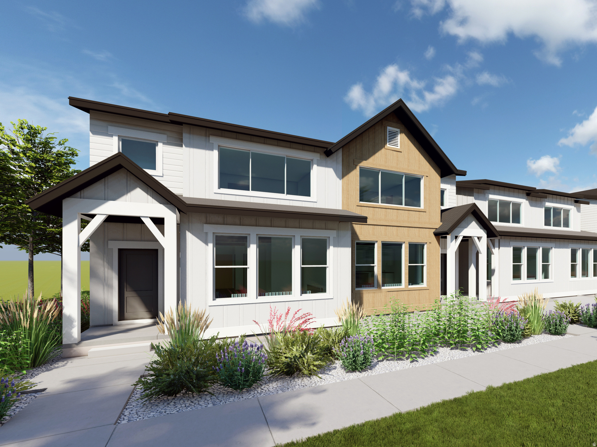 The Valley at Wildflower - 3087  Residence 1. Offering up to $20,000 towards closing costs or ask about our lower rates when financing with our preferred lender! Estimated completion in August. This home offers 4 bedrooms, 2.5 bathrooms, an unfinished basement, blinds an attached 2-car garage. The main floor includes a modern kitchen complete with white craftsman-style cabinets, soft gray quartz countertops, and stainless steel appliances. The second floor includes a spacious owner's suite with a private bathroom, a conveniently located laundry room, two additional bedrooms and a full secondary bathroom. Square footage figures are provided as a courtesy estimate only and were obtained from builder. Buyer is advised to obtain an independent measurement. Interior photos are of same style of home, but not the actual home. Rendering is for illustrative purposes only.