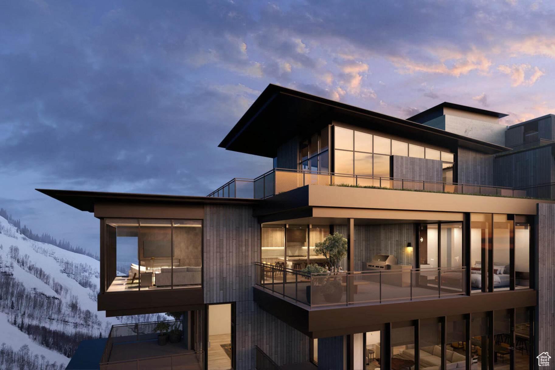 When they say they saved the best for last, this is what they're talking about. Sommt Blanc includes three alpine lodges comprising 49 luxury Residences and Penthouses located on the last, best, ski-in/ski-out parcel in Empire Pass at Deer Valley Resort. World-renowned architect Tom Kundig of Olson Kundig has created a jaw-dropping signature design featuring butterfly roof lines, cantilevered structures, single-level living, expansive outdoor spaces, floor-to-ceiling windows, and modern mountain design. With through-building unit design, every residence enjoys breathtaking views. Sommt Blanc features an extensive list of amenities and services that includes an arrival lobby and fireside lounge with a concierge desk, valet parking, an onsite restaurant & bar with ski beach patio, slope-side pool & patio with multiple hot tubs, and outdoor gathering spaces, pool locker rooms with saunas, spa treatment rooms, fitness center, yoga studio, a bowling alley with caf and game room, executive boardroom, spacious ski locker room, ski valet service, aprs-ski lounge with expansive outdoor patio, children's activity playroom, golf simulators, speakeasy styled owner's lounge, and designated underground parking in each building featuring adjacent oversized storage units with each owner space ready for an electric car charger installation. Residence B604 is a sixth-floor end unit with stunning ridgeline views of Empire Bowl, Lady Morgan Bowl, and the Lucky Jack ski run. The home features four bedrooms, five bathrooms, a den/media room, and an expansive outdoor deck. Finishes include floor-to-ceiling windows, wood floors, wood ceilings, wool carpet, custom cabinets and built-ins, natural stone countertops and backsplash, Dacor contemporary appliances, Dornbracht fixtures, Sun Valley Bronze hardware, wine storage, automated Lutron shades, and two Tom Kundig signature design fireplaces.