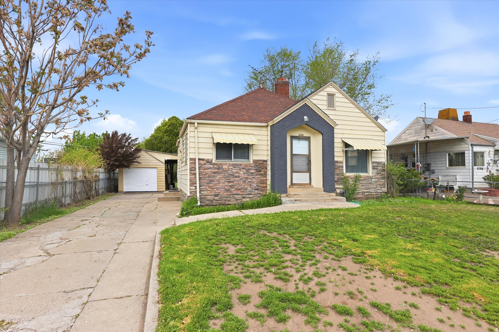 Rare opportunity in Provo! This charming rambler sits on an oversized 0.37-acre lot and offers the kind of space and flexibility that is hard to find. With 1,738 sq ft and a 100% finished basement, this home offers space for everyday living, extended family, guests, storage, or work-from-home needs. Outside, enjoy a property full of character with fruit trees, a vegetable garden, mature landscaping, outbuildings, RV parking, an attached garage with an opener, a carport, new windows, and mountain views. Seller states the City indicated that, with proper permits and approvals, there may be an opportunity for additional construction on the lot. Buyer to verify all possibilities for zoning, subdivision, land use, utilities, and building directly with Provo City. Whether you are looking for a comfortable home, extra outdoor space, or future potential, this property offers a unique combination of value and possibilities.