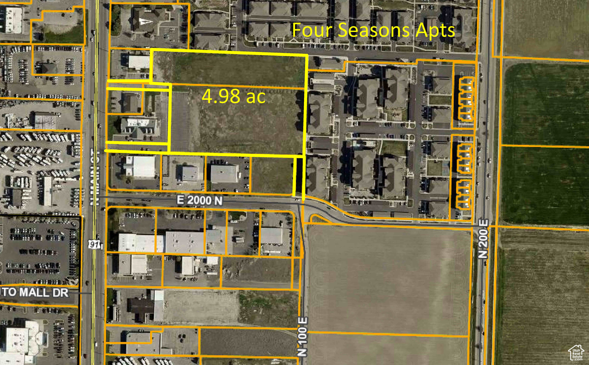 4.98 acres just off Hwy 91/2070 N Main No Logan UT. Three access points. Utilities to the site. 41 existing paved parking stalls. Great visibility. Owner Agent.