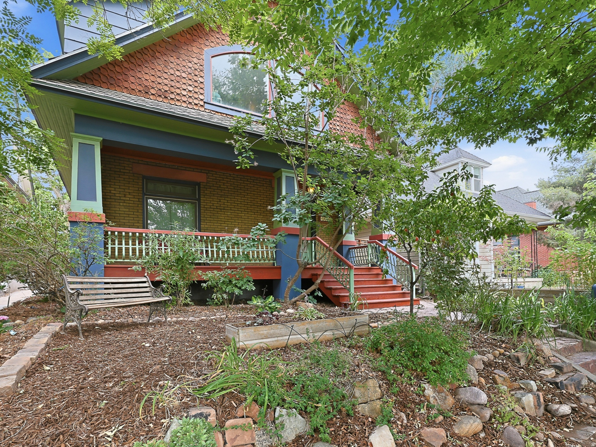 Charming 2-story up & down duplex on a fabulous tree-lined street. Meticulously maintained with artful flourishes throughout. Significant upgrades include double-pane wood windows, solar panels w/a battery wall, mini-split cooling systems, re-built front porch, & upper deck w/mountain views. Also features an oversize 2-car garage w/workbench. Unbeatable location in the heart of 9th & 9th! Square footage figures are provided as a courtesy estimate only.  Buyer is advised to obtain an independent measurement. Please allow 24 hour notice for showings.