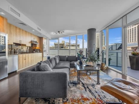 Incredible oversized one bedroom with unique one of a kind open floor plan.  Located at one of Salt Lake's most prestigious addresses--The pinnacle of downtown Salt Lake City living--The Regent at City Creek Center.  Situated in the middle of world class shopping, restaurants, the arts, concerts, and sporting events. This impeccably maintained corner unit affords a very private setting, including secluded outdoor space. The interior offers generous amounts of open space and storage, enhanced with custom cabinetry in entry hall closet, main closet and storage area.  The pool, gym and secured parking add the final elements to the perfect city dwelling.  Square footage figures are provided as a courtesy estimate only and were obtained from building architect.  Buyer advised to obtain independent measurement.