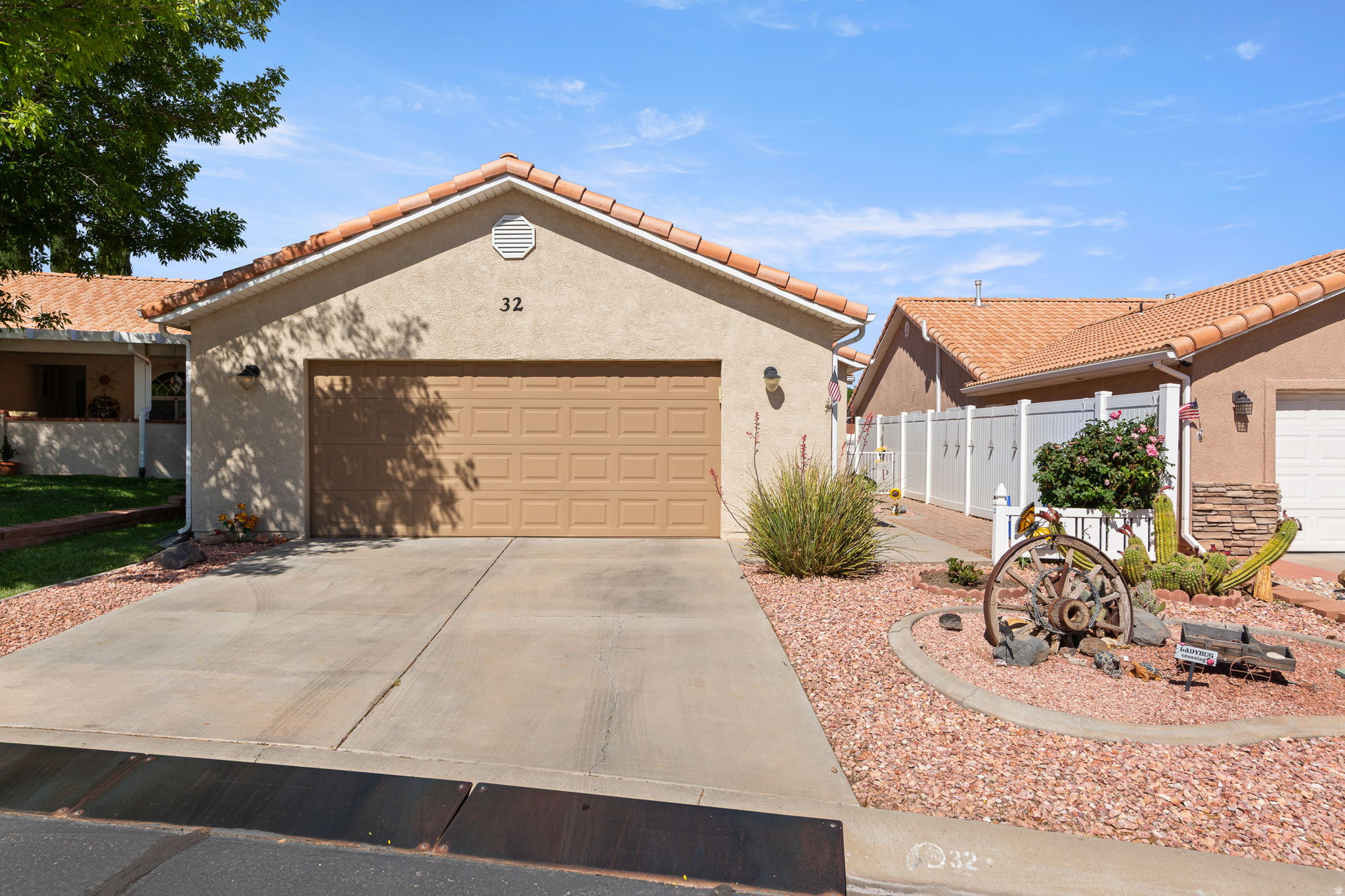 Let's talk about what is new in this cozy 55+ community home. NEW dishwasher, microwave, and stove. Let's talk about what has been remodeled. Kitchen cabinets, quartz countertops, island and flooring, laundry room: new paint, washer & dryer, cabinets, countertop and flooring. Master bath remodel with new shower by Bath fitters and paint, newer outdoor patio, vinyl fencing and New AC and heater in 2026. Plus, an oversized garage. Need we say more! Oh, low HOA $108 monthly includes indoor pool, hot tub, clubhouse, work out room, private road. Close to trails, shopping, freeway and more. A must to see.