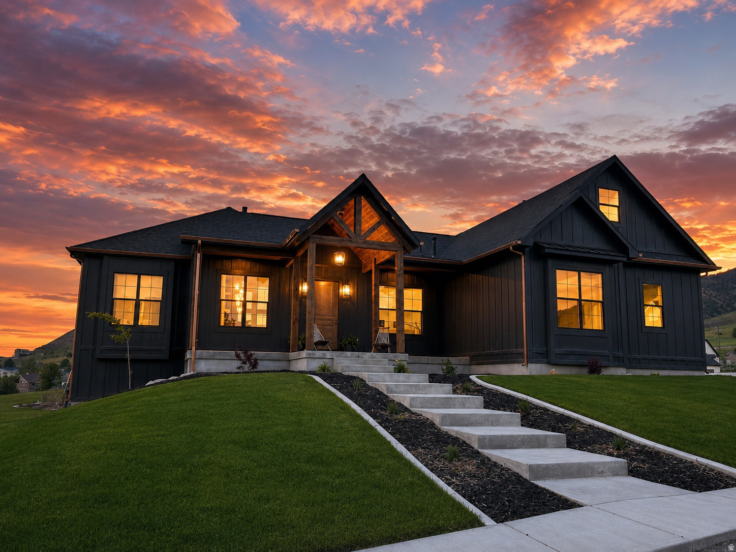 **ANOTHER PRICE IMPROVEMENT!!!** Nestled against the mountains in sought-after Hyde Park, this custom luxury home sits on a premium corner lot with panoramic valley and Wellsville Mountain views. Just under 5,000 sq ft, the home blends modern design with thoughtful functionality in a quiet, safe, family-friendly neighborhood. The chef's kitchen features high-end black and gold ZLINE appliances, custom cabinetry, and striking modern finishes. Main-level living includes a spacious primary suite with spa-inspired bath, oversized freestanding tub, walk-in shower, and custom closet with built-ins. Two additional main-level bedrooms offer built-in closet storage, along with a full bath and elegant half bath. Upstairs loft with built-in bed and reading nook provides flexible space for a bedroom, playroom, or second living area. Basement includes a finished office/bedroom and full bath with extensive unfinished space for future expansion. Finished landscaping, covered porch, and located in a top district offering dual immersion Mandarin.
