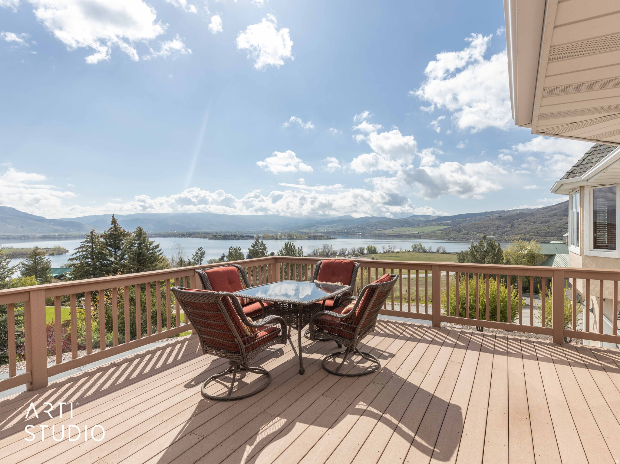 *LARGE PRICE IMPROVEMENT, MOTIVATED SELLERS, and incredible value for Ogden Valley!*  Welcome home to your lakeside retreat with stunning panoramic views of Pineview Reservoir in the heart of Eden, conveniently located across from Port Marina and near world-class recreation. This spacious 5,100+ sq ft home offers 6 bedrooms and 5 bathrooms on over 1 acre of land- thoughtfully designed for everyday living, hosting large family gatherings, and elevated mountain living. This home features generous living spaces, a bright sunroom, and expansive deck and patio areas to take in the incredible views. The 7-car garage and dual driveways provide parking for 20+ vehicles, ideal for guests, recreational vehicles, or multi-generational living. Additional features include a mother-in-law apartment, paid-off solar panels, a Generac backup home generator, radon mitigation system, 2 fireplaces, 2 laundry rooms, and abundant storage throughout. Enjoy easy access to year-round recreation, including hiking and biking trails, world-class ski resorts, Wolf Creek Golf Course, and Pineview Reservoir. Don't miss this rare opportunity to own a truly remarkable property-where luxury, space, and recreation come together in one unforgettable setting. **Text Lakeside to 39200 for additional information and a 3D walkthrough!**
