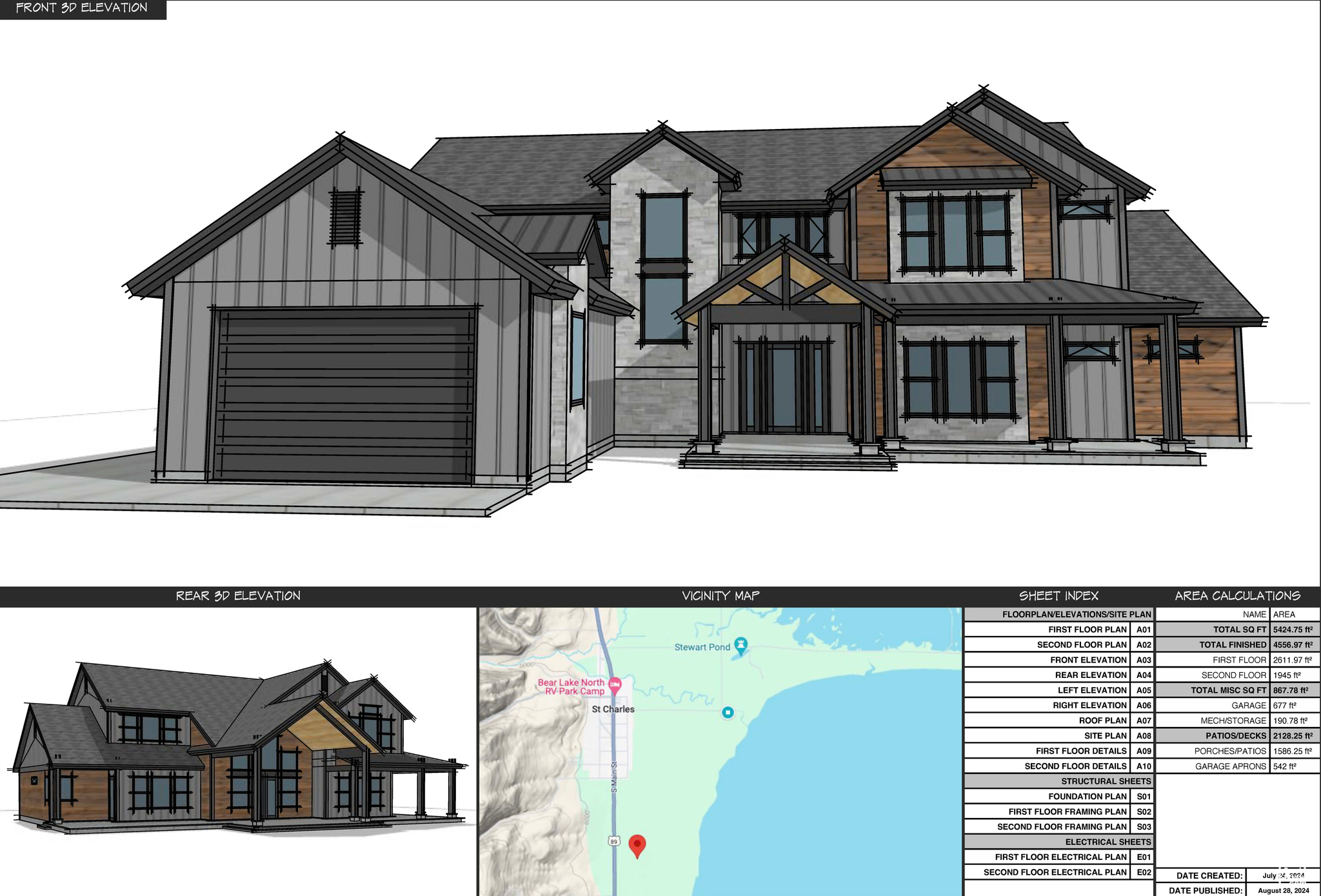 EXCEPTIONAL NEW BUILD in Bear Lake's newest beachfront development of Seven Mile Ranch located in St Charles ID.  6 bedrooms, 5.5 baths, bonus room, gym room, open kitchen/dining/living room, butlers pantry and a huge covered patio. Seven Mile Ranch has fully paved roads and BEAR LAKE BEACH ACCESS plus these amenities: Community Center with heated indoor/outdoor pool, two hot tubs, fitness center, indoor sports courts, game room, restaurant, burger bar, SMR Outfitters (summer rentals), property management office. Plus a 7.5 acre interconnected waterway, 5 mile trail system for walking, running, biking and cross country skiing, a community park and event pavilion and RV/Boat storage (limited).