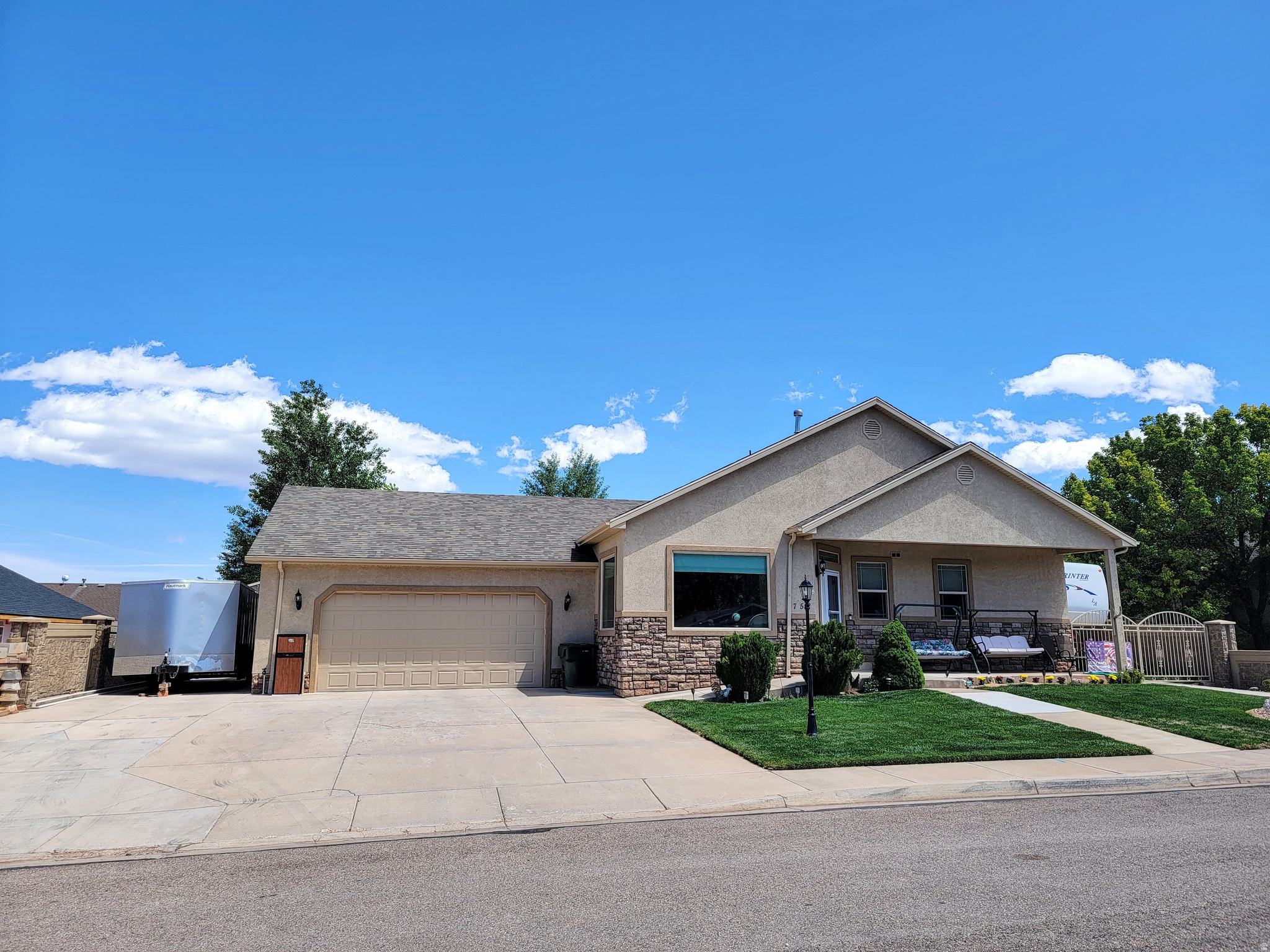 3600 square feet 1800 on each level. 6 bedrooms, three baths, two kitchens, two laundry rooms built in 2005. New roof in 2025. Oversize garage with a 12 x 16 storage shed in the back. Mature trees in the backyard trimmed last fall, apple tree, peach tree and two popular. Priced for immediate sale at only $760,000. Situated on quiet street, curbs and gutters, decorative block wall all the way around, RV parking either side with power and water and sewer. Priced for immediate sale at only $760,000. Option to be sold fully furnished for an additional cost.
