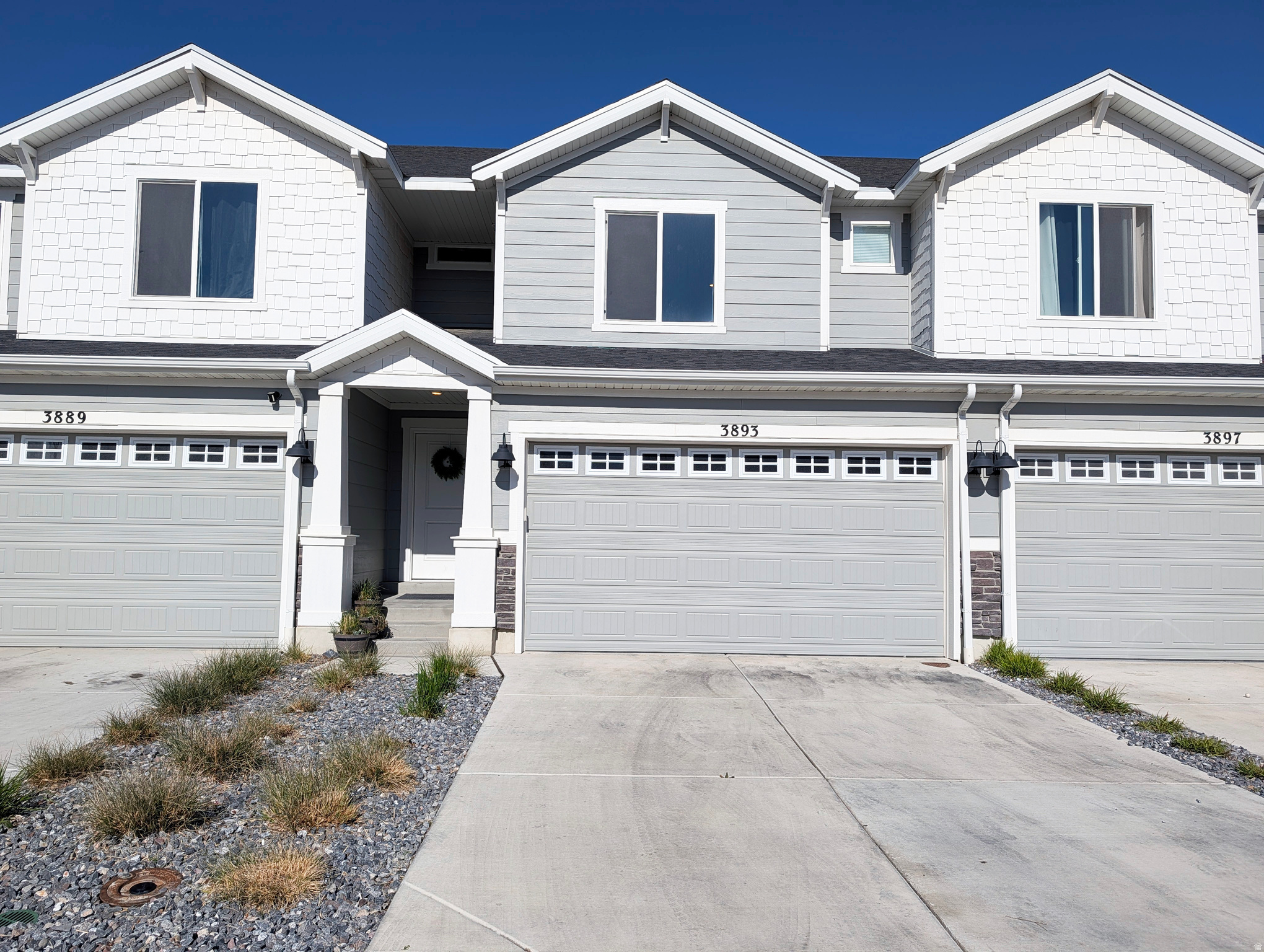 Stunning 2-year-old townhome in like-new condition! 2,187 sq ft with quartz countertops, 3 spacious bedrooms, 2.5 baths & private patio. Unfinished basement stubbed for full bath = built-in upside! Fiber internet, yard maintenance included, plus resort-style pool, pickleball courts & trails. A rare find!