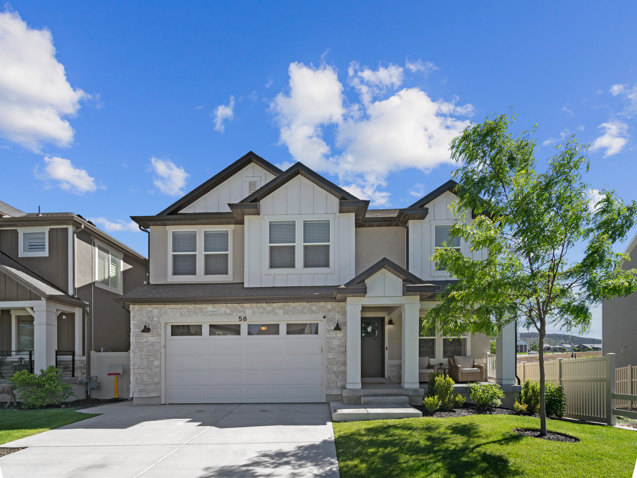 Tucked away in a quiet cul de sac and located just minutes from schools, shopping, and restaurants, this beautiful 2-story home has everything you need. Pride in ownership is displayed in every room. With 5 bedrooms and 3.5 bathrooms there is more than enough space. This home is light and open, the 2-story family room includes tinted windows to prevent over-heating. The back of the house features a double deck area that is perfect for entertaining and enjoying the wide open view that will never be obstructed. The custom touches throughout the home include accent walls, a turf playground area in the yard, in-ceiling surround sound in the basement, cordless blinds on the windows, and a finished garage floor. Also included is a dual zone HVAC system, a fully fenced yard, and wiring for Avative 2G fiber. The neighborhood also offers pickleball courts, a picnic area, a playground, walking trails, and a dog park. Measurements were obtained from county records and are provided as an estimate only. Buyer/Buyer's agent to verify all info.