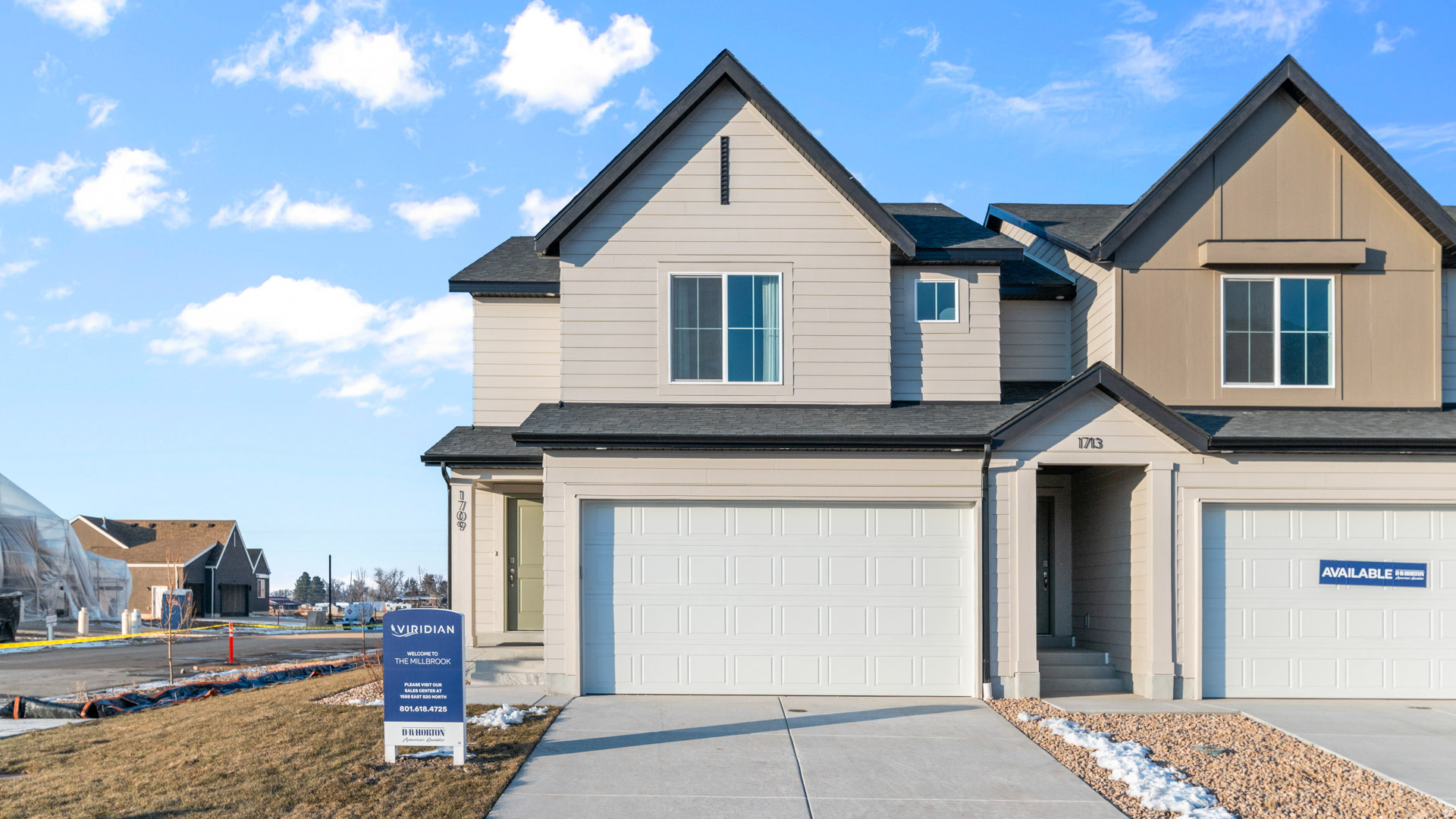 * ESTIMATED COMPLETION AUGUST 2026 Affordable & Beautiful new MILLBROOK townhome with 2-car garage, Open concept living on the main floor with a half bath.  Quartz kitchen and bathroom countertops, laminate flooring, cabinets, pantry, coat closet, and additional unfinished basement for storage.  The second floor has three bedrooms including a master bedroom suite with a private bath, two walk-in closets, laundry, and another full bathroom for the other two bedrooms.    Enjoy a concrete pad 9' x 24' in the back for family BBQs!  And, let's not forget the amazing curb appeal this townhome offers!    Use DHI Mortgage in addition to receiving up to $4,000 toward closing costs.  ****   *Ask me about our 7/6 ARM rate  Ask me about our generous home warranties, active radon Mitigation System, and Smart Home Package, which is included in this home.  The actual home may differ in color, material, and/or options. Pictures are of a finished home of the same floor plan and the available home may contain different options, upgrades, and exterior color and/or elevation style. Square footage figures are provided as a courtesy estimate only and were obtained from building plans. No representation or warranties are made regarding school districts and assignments; please conduct your own investigation regarding current/future school boundaries.