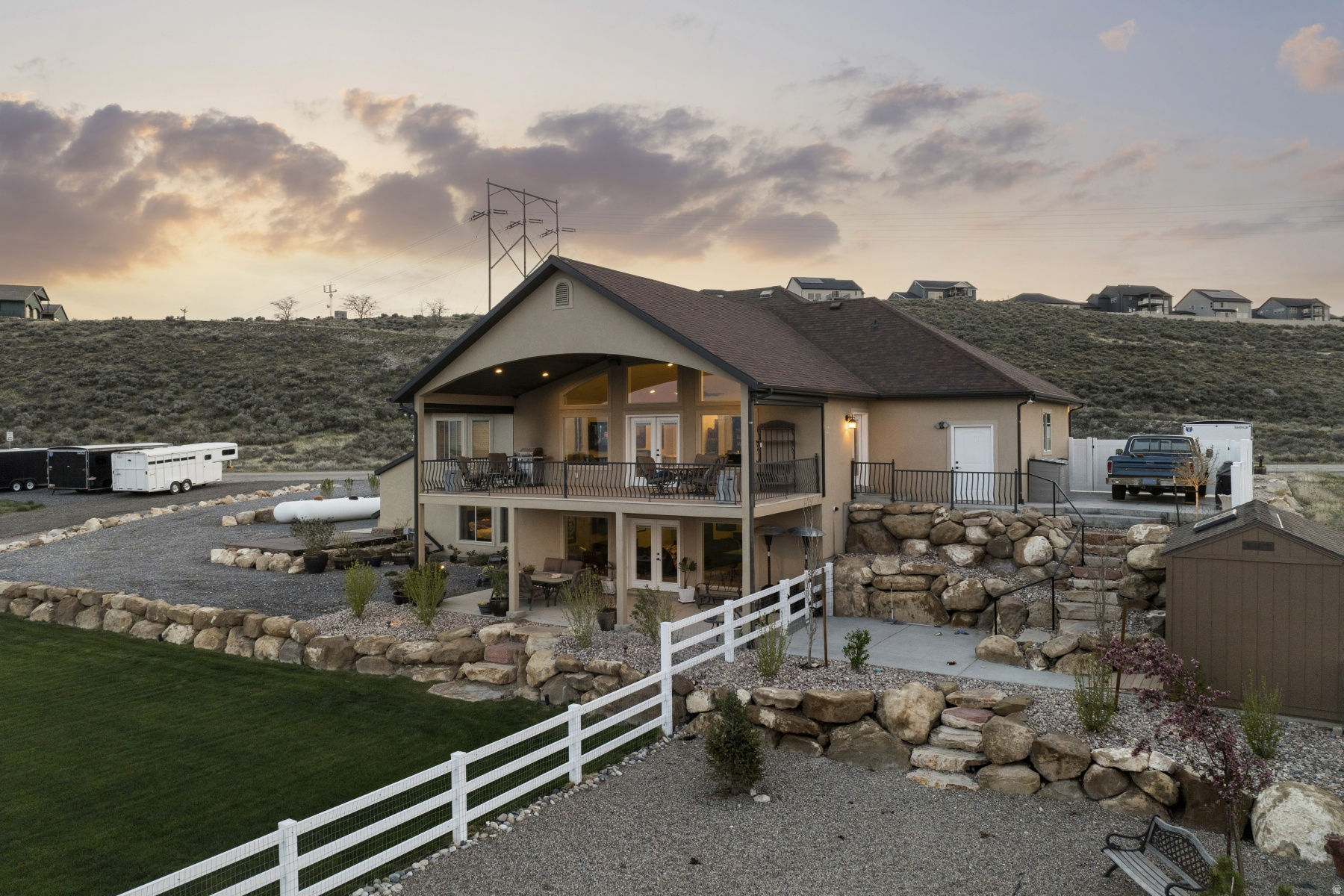 WOW. That says it all! 2.71 acres of stepped but flat horse property, custom 5 bedroom (6 with bonus room) home, AND views that will NEVER be blocked. Once-in-a-lifetime Utah property. 2 water shares with updated well and brand-new pump. Add solar and you're off grid ! Spacious kitchen with new gas stove and wall mounted double ovens. Brand new basement kitchen. This has just about everything. Emergency Generac whole home emergency generator, walk in mother-in-law apt, large capacity safe, huge under garage storage, brand new horse arena and loafing shed just to get started. Water and 100 AMP power to lower property. Only half of the lot has been built on. The other half is ready for your shop or barn. $180k in landscaping in the last 2 years. Easy access to Mountain View Corridor. You really need to see this awesome property.