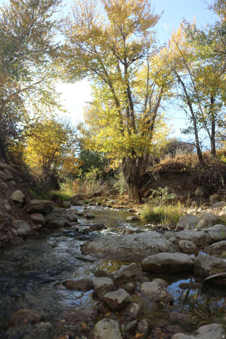 Private, Quiet, Secluded, Mountain and Creek Views. Ready to build with power, water and sewer all stubbed to the lot. All impact and connection fees are paid. Irrigation rights, Animal friendly property. Five foot welded pipe woven wire fence on three sides. S. boundary 6 foot chain link city fence, native tree screen makes the city "shop" fence and property barely visible. 130 feet of year-round wooded creek frontage lies approximately 15 feet below field level. Two accessible beaches, accessibility can be further improved by building trail or steps down to the creek area. Located in Sanpete County  in the Mount Pleasant City buffer zone, under the Manti LaSal Mountains to the East and view of Horseshoe Mountain to the south. Beautiful stone retaining wall built by the CCC in the 1930s. The creek and wooded area is below field level, so must walk the lot to appreciate the private creek and woods not visible from the road. 2 adjacent lots with creek frontage are also available.