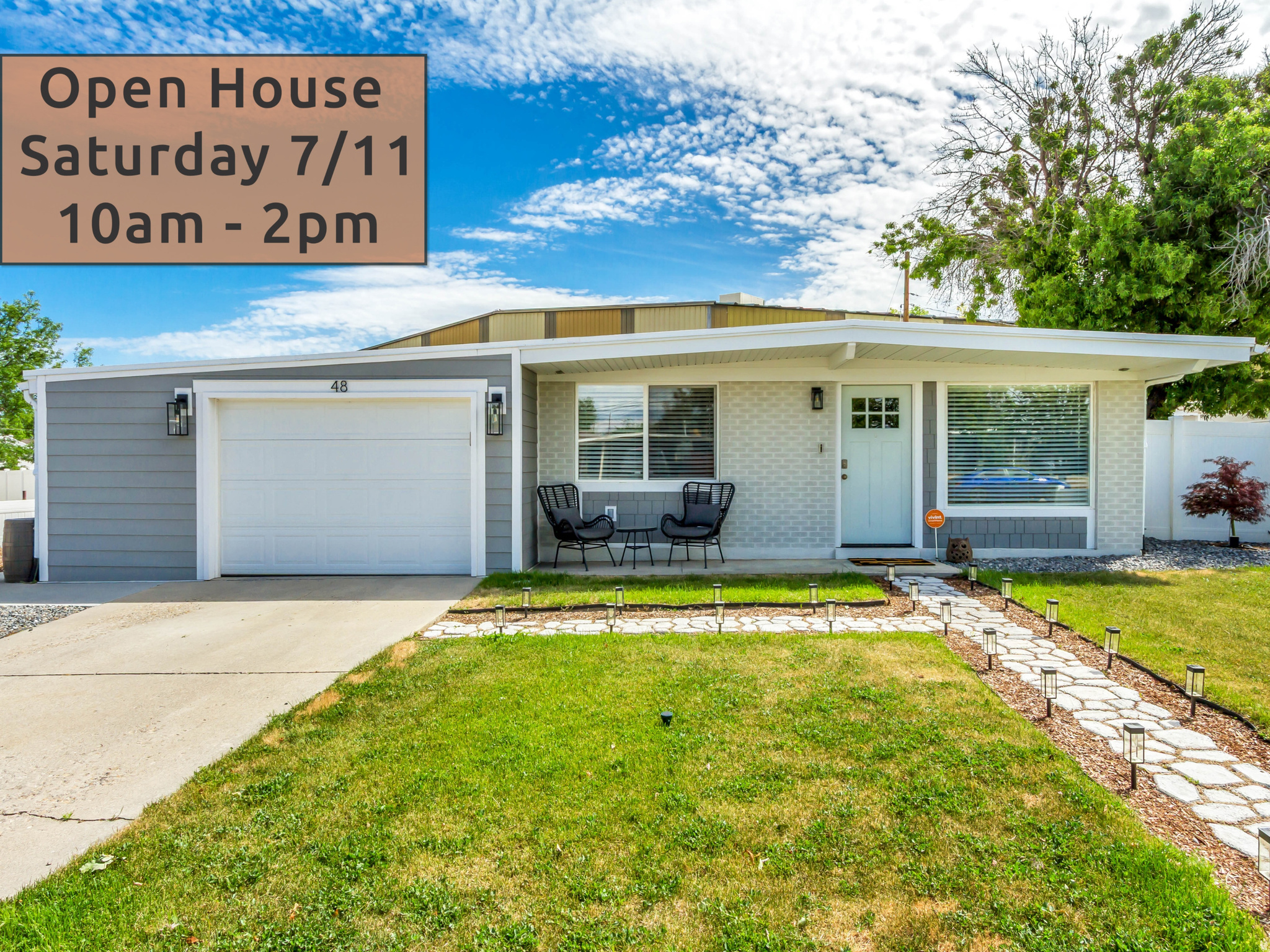 ** OPEN HOUSE SATURDAY 7/11 FROM 10AM - 2PM **  One visit is all it takes to understand why this home stands apart from others in its price range. Professionally remodeled with a level of craftsmanship and finish quality more commonly found in significantly more expensive homes, this classic 1958 brick rambler was taken to the studs in 2019 and rebuilt with quality, modern systems and finishes. The plumbing, electrical, water main, water heater, HVAC system, roof, and appliances were all updated, pairing the character of an established neighborhood with the peace of mind of a modern build, all completed under permit and to code. Inside, the kitchen opens to the dining and living areas in a bright, connected single-level layout. It's finished with solid wood cabinetry, high-end quartz countertops, a tile backsplash, and quality hardware. Both bathrooms feature custom vanities with quartz tops, tiled floors, custom tile surrounds, thick frameless glass shower doors, and Moen fixtures. AquaGuard flooring runs through most of the home, with LED lighting throughout and ceiling fans in the bedrooms. Outside, updates include Hardie siding, fresh paint, soffit, fascia, and gutters, along with an automatic drip irrigation system, areas of low-maintenance rock landscaping, a white vinyl privacy fence, and raised garden beds plumbed into the drip system and ready for planting. Don't be fooled by the single-car look from the street: the garage opens into a surprisingly deep tandem space with extra width, leaving room for a second vehicle, a workshop, or generous storage. Smart-home features let you control the lights, sprinkler system, thermostat, garage door, and doorbell from your phone. The location is hard to beat, within walking distance of the popular Fashion Place Mall and just minutes from the I-15 and I-215 junction, making downtown Salt Lake City, the airport, and the ski resorts all more accessible than almost anywhere else in the valley.
