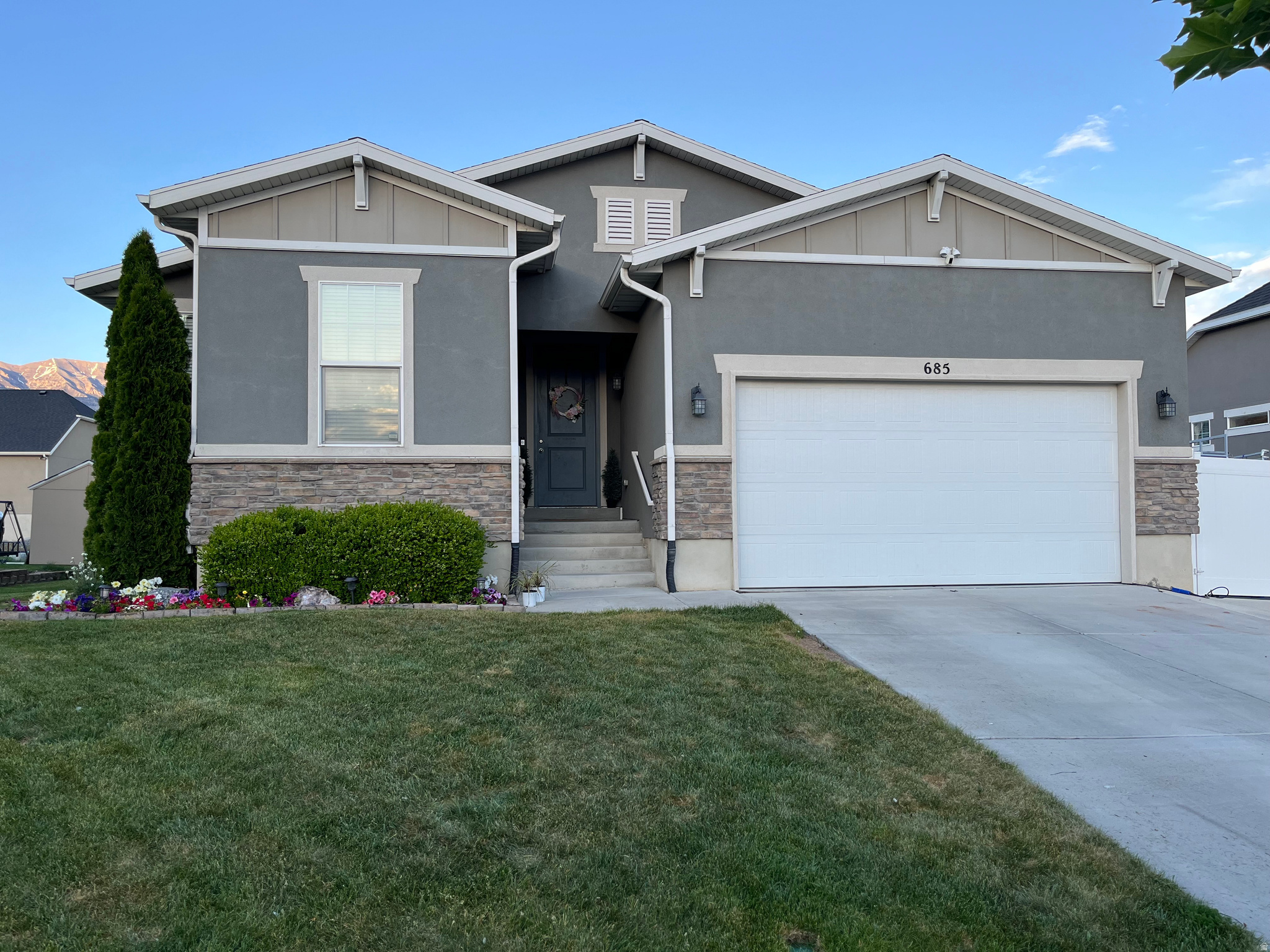 Welcome to this well-maintained 2016-built rambler at 685 South 240 West, American Fork, UT 84003. Offering 2,725 total square feet (1,350 sq ft on the main floor + 1,375 sq ft in the finished basement) on a 0.17-acre lot, this home provides excellent space and functionality for families. Main Floor Layout: Primary suite with attached bathroom and walk-in closet Open kitchen, dining room, and living room Two additional bedrooms Full bathroom Convenient main floor laundry Finished Basement: Two bedrooms Large living room Full bathroom Second laundry room with natural gas dryer hookups Cold storage room Additional Features & Amenities: 8-circuit transfer switch for backup power Relaxing hot tub 12x16 storage shed Generous 19x40 trailer/RV parking area EV charging outlet Built in 2016, this modern rambler is located in a desirable neighborhood within the Greenwood Elementary, American Fork Junior High, and American Fork High School boundaries. The .17-acre lot offers room to enjoy the outdoors, and the home is conveniently close to shopping, dining, parks, and commuting routes to Lehi, Provo, and Silicon Slopes. This move-in ready home combines thoughtful design, practical extras, and a great location - perfect for families who want space, flexibility, and modern conveniences without the hassle of a multi-level home.