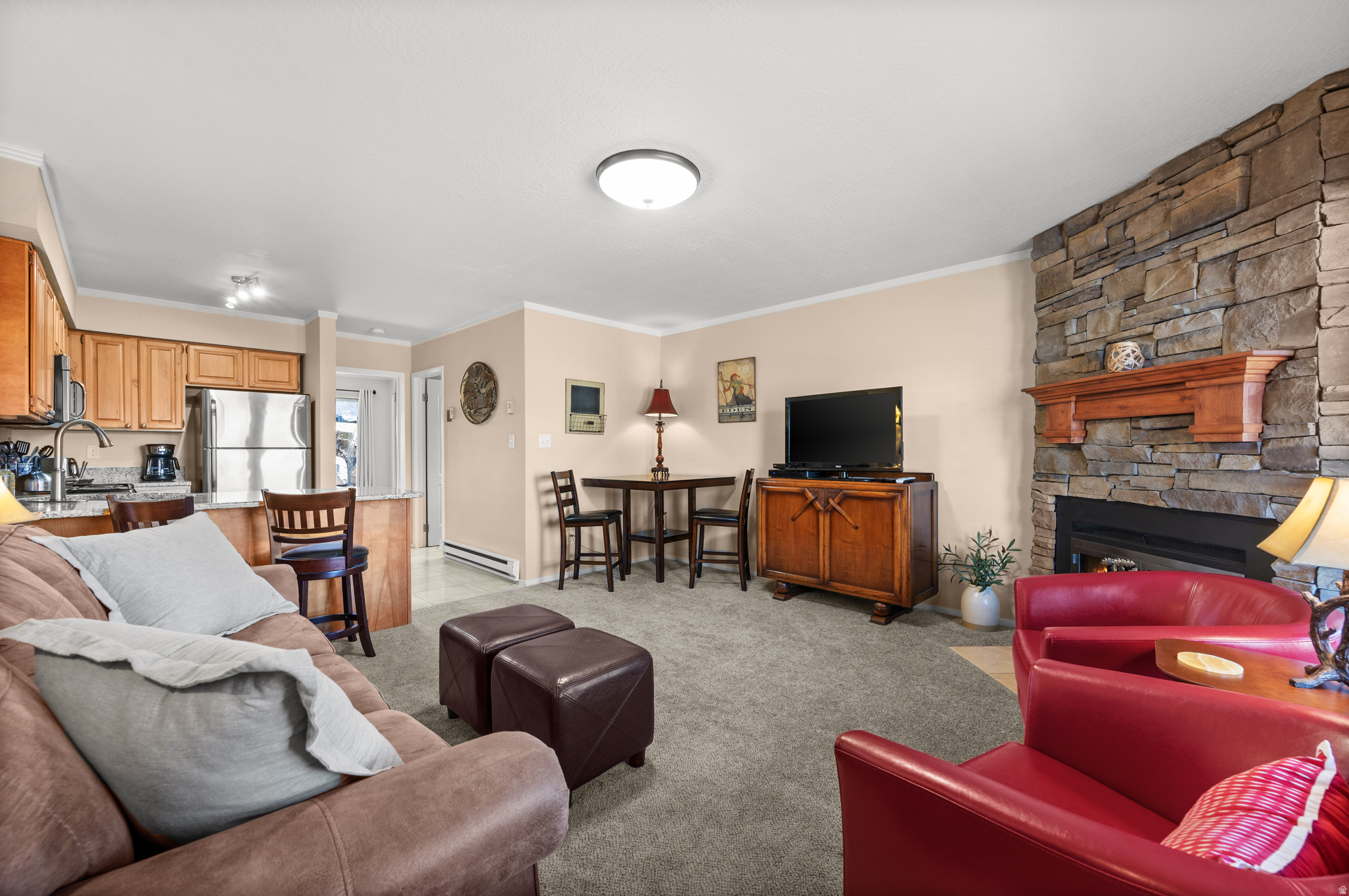 Experience year-round mountain living in this charming 1-bedroom condo in the coveted Wolf Creek Resort area. This cozy ground level retreat was recently remodeled. It features a private patio off the bedroom that looks out onto the golf course,  washer/dryer, and a wood burning fireplace; perfect for relaxing after a day of adventure. Conveniently located near Wolf Creek golf course, Pineview Reservoir, Powder Mountain, Snowbasin, and Nordic Valley ski areas. Both Powder Mountain and Nordic Valley have big expansions planned for the 26-27 ski season.  The club house has been recently remodeled and is a great place to host large events.  Also included is a swimming pool, mini golf, and tennis courts. This condo offers the perfect balance of comfort and convenience in a stunning alpine setting. Sold fully furnished. Taxes and HOA fees are estimated. Square footage from Weber County website.  Buyer to verify all information.