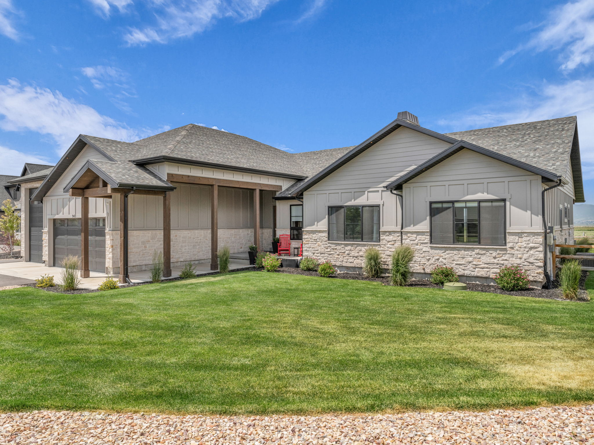 The Pinyon model is a single-story 2,597 sq. ft. rambler with a beautifully spacious great room accented by natural light and an oversized kitchen with dining area and breakfast nook. All bedrooms have private bathrooms and walk-in closets. The exterior provides a ranch house estate atmosphere with expansive front and one of the best back yard and patios in the neighborhood. The home includes an office or den off the entry and RV parking along with a two-car 1,769 sq. ft. garage This new build boasts high quality finishes and fixtures, GE Cafe Appliances, a well thought out floor plan focused on views and open space, and plenty of space with a 2 car oversized garage. Located in Francis, Utah are minutes from the Uinta-Ashley National Forest boasting 2.2 million acres of recreational opportunities, Also only 5 minutes from Jordanelle Reservoir, 25 minutes from world renowned downtown Park City included world class ski resorts. If you can think it up, it is likely nearby. The location couldn't be better.