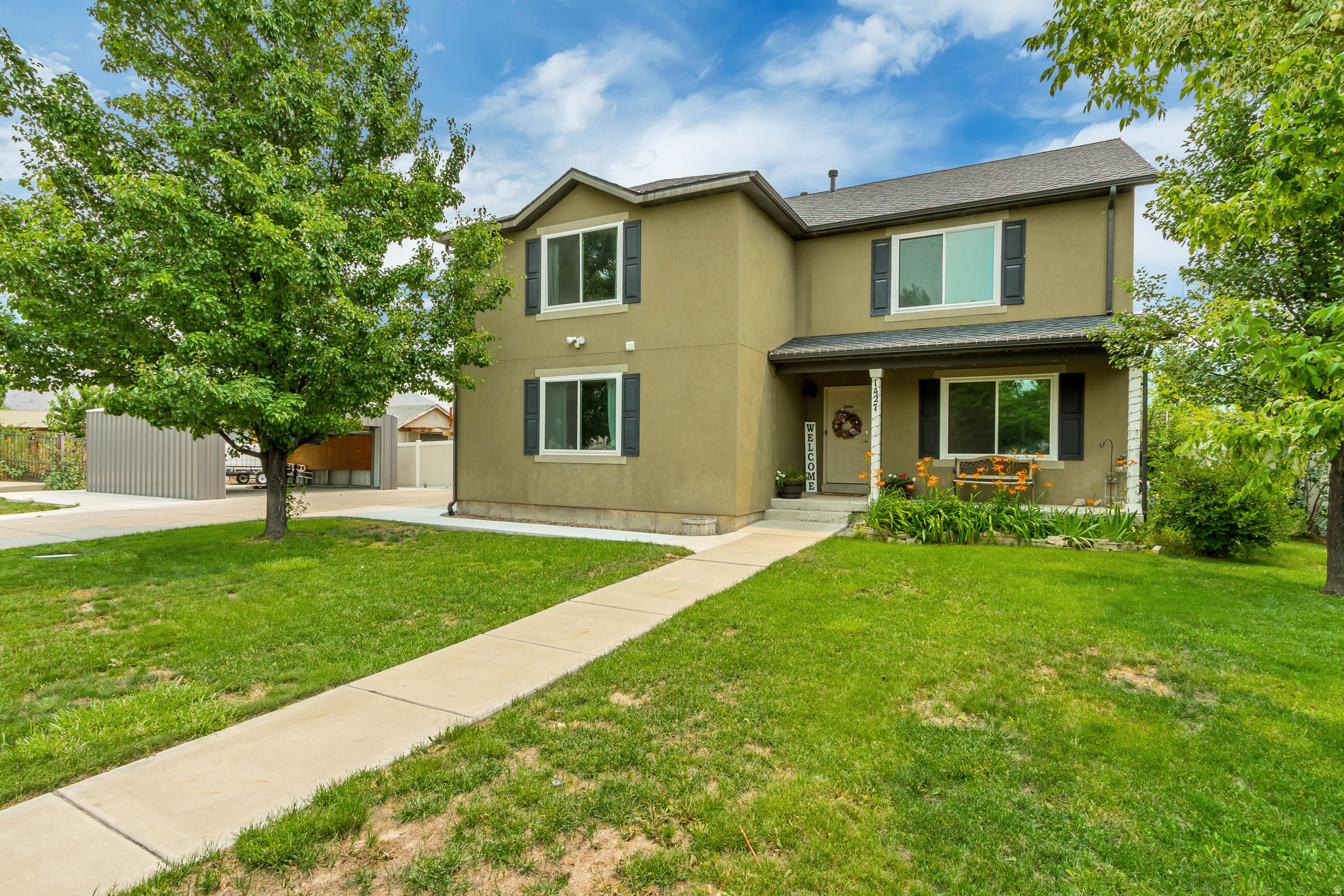 Incredible 2 story ready to go! This home has a brand new roof with presidential shingles installed 1 year ago, new triple pane windows, 5 ton AC unit, new dishwasher, new stove, and new paint! Mature fruit trees in the large yard as well as a shed, chicken coop/shed, and additional detached garage. Has a hot tub hookup, double main 100 amp panels, google fiber and so much more. Enjoy the large master bedroom with walk in closet, cozy up to the gas fireplace in the family room, or access a walking trail and park through the back gate! No backyard neighbors with the park behind the home, and home is on a very quiet street, and incredible location close to Rec center, gym, elementary school and great freeway access! Front office space with new flooring. You don't want to miss out on this one!
