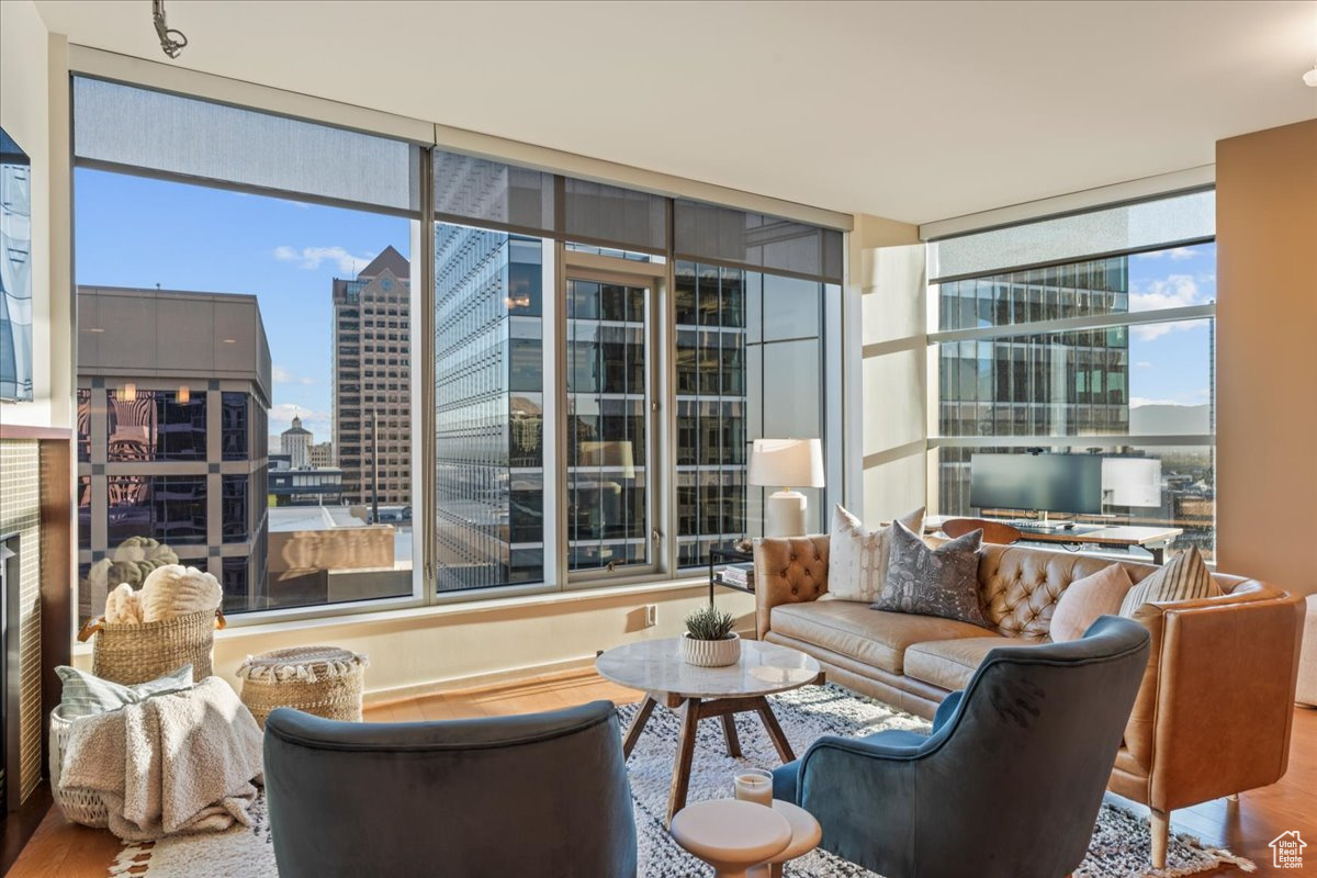 Welcome to refined urban living in the heart of Salt Lake City. This beautiful condo in The Regent offers an unbeatable combination of luxury, comfort, and convenience. The condo's interior has been exceptionally maintained, with only one owner. Enjoy cozy evenings by the modern fireplace, or take in city views from your private balcony, a rare luxury in downtown living. Not only does this condo have a large primary bedroom, it has a den that can be used for a home office, bedroom, or a formal sitting room. The Regent is a premier, high-rise community known for its sleek architecture, upscale amenities, and unbeatable location. Residents enjoy access to a private gym, pool, spa, and security features throughout. Positioned next to the Salt Lake City Central Precinct, safety and peace of mind come standard. Live within walking distance to Salt Lake's cultural core: The Regent is located at City Creek Center, next to the Eccles Theater, Salt Palace Convention Center, art galleries, Temple Square, and much more. Commuting is a breeze with walking access to Class-A office space, close proximity to the University of Utah, and quick access to I-15 and a train that goes directly to Salt Lake International Airport. Whether you are seeking a stylish home base or a smart investment, this condo delivers the best of city living with the comfort and security of a high-end residence. Schedule your private tour today and experience The Regent lifestyle for yourself. All utilities, minus electricity, are included in your HOA dues. ** Buyer to verify all information provided **
