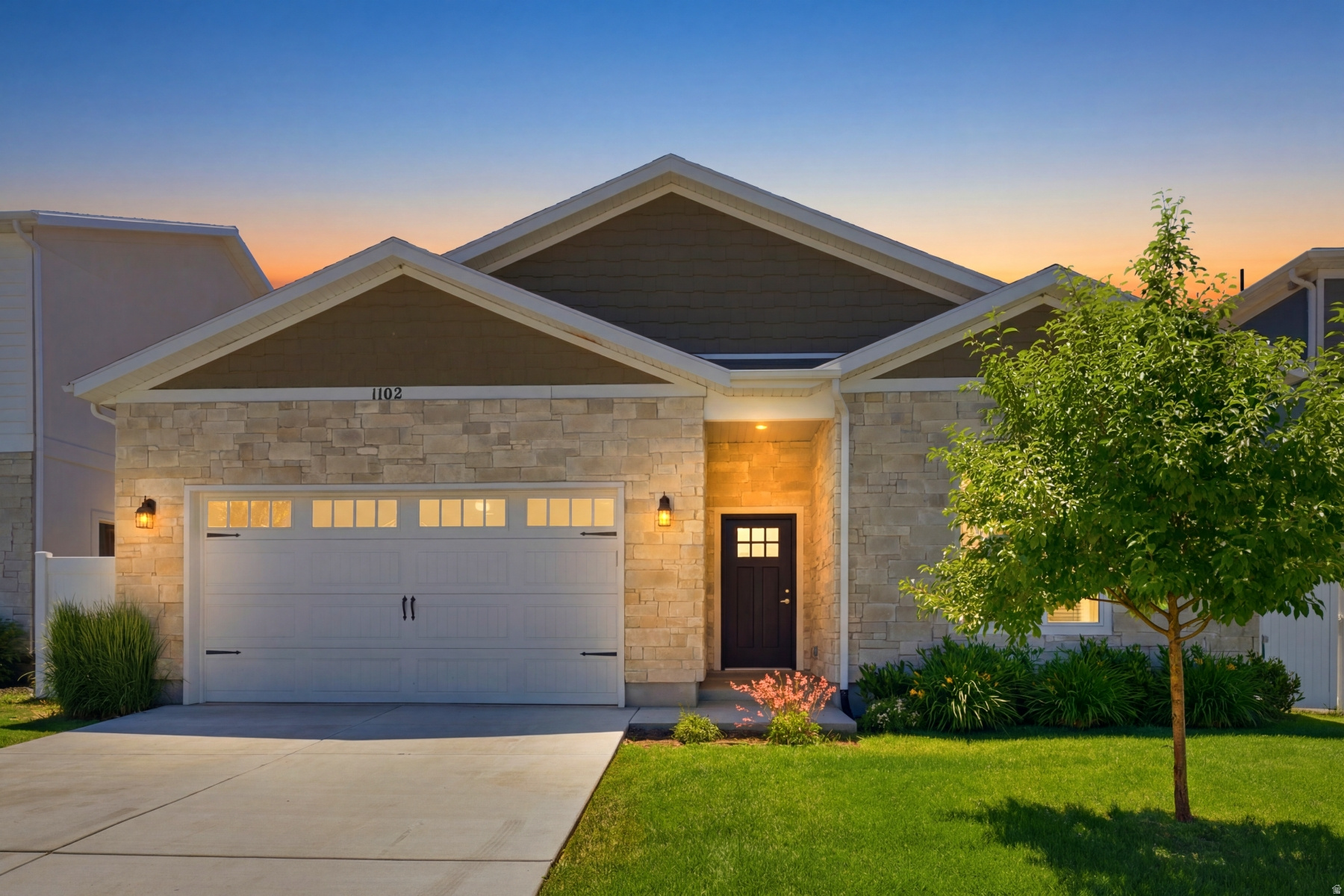 Enjoy effortless single-level living in this immaculate 3-bedroom, 2-bath home built in 2022. Thoughtfully designed with 10-foot ceilings, a gourmet kitchen, and a striking linear gas fireplace, the open-concept floor plan feels both spacious and inviting. Step outside to one of the home's most captivating features: a private, fully fenced backyard with breathtaking views of Mt. Timpanogos. The covered patio creates an inviting al fresco living space, perfect for morning coffee, summer dinners, and gathering with family and friends while taking in the mountain backdrop. Thoughtful landscaping and pollinator-friendly plantings add beauty and seasonal color to the outdoor space. Inside, modern finishes and seamless flow between the kitchen, dining, and great room make both entertaining and daily living effortless. Located in the highly desirable, family-friendly Brookside neighborhood, this home is just minutes from schools, the hospital, restaurants, cafs, shopping, and everyday conveniences. Neighborhood pathways, open space, a playground, and a bike pump track for kids are all nearby, making it easy to enjoy the best of Heber Valley living. Meticulously maintained and truly move-in ready, this home offers the perfect combination of comfort, convenience, and unforgettable mountain views.