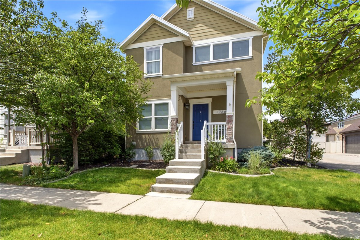 Updated 2 story home with large backyard and long driveway (rare in Daybreak!) that welcomes you to the southern part of Daybreak, one block from parks and playground. This home is fully finished, with a second floor primary suite and loft/office/gathering area. Two more bedrooms upstairs plus laundry room with cabinets and hanging rack to dry clothes. Main floor hosts kitchen, living room and 1/2 bathroom. Basement holds 2 larger rooms and a full bathroom, plus storage space. Come see the backyard, with a playset, garden boxes, herb garden and grown trees surround the property. Lengthy driveway for extra off-street parking. Walk to the DCC (Daybreak Community Center/gym) and to Soda Row. Sq footage based on appraisal. Amenities GALORE: sports courts, parks, 50 miles of bike/walk trails, pools, farmers' & artisan markets weekly, restaurants, free concerts, bowling/movies, Bee's baseball, Downtown Daybreak & Soda Row retail & commercial; food, festivities and fun!