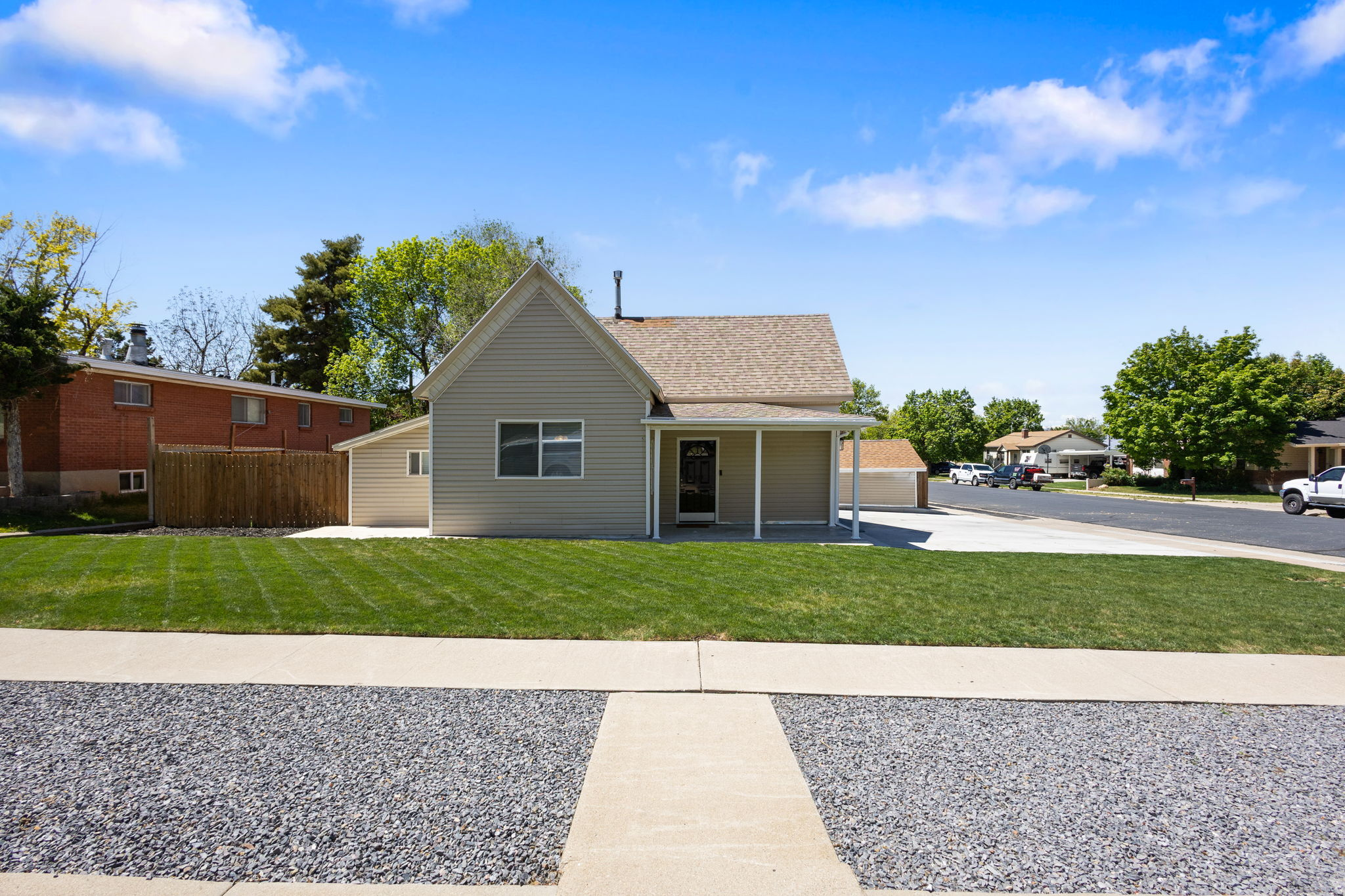 Welcome to this beautifully updated home in the heart of Spanish Fork offering comfort, functionality, and an incredible amount of space for all your needs. This 3-bedroom, 1-bath home sits on a generous .23-acre lot and has been thoughtfully remodeled, blending modern updates with everyday practicality. Inside, you'll find a warm and inviting layout with heated floors in the kitchen, adding an extra level of comfort during the colder months, along with ample storage throughout the home.  One of the standout features of this property is the outdoor space. The backyard offers extensive RV parking with a massive 32-foot-wide side gate, 80X30 foot gravel parking, and a 50-amp hookup-perfect for RV owners, trailers, or extra vehicles. The newly installed paver patio creates an ideal space for relaxing or entertaining, and the additional storage shed provides even more room for tools and equipment. The property also includes two separate one-car garages, giving you flexibility for parking, storage, or workspace.  Located in an established neighborhood with no HOA, this home is just minutes from local amenities including parks, the Spanish Fork Fairgrounds, and the popular Adventure Heights All-Abilities Park. You'll also enjoy the convenience of having the library within walking distance, making this location as practical as it is enjoyable.  Whether you're looking for your first home, extra space for your toys, or a well-located property with room to grow, this one checks all the boxes.