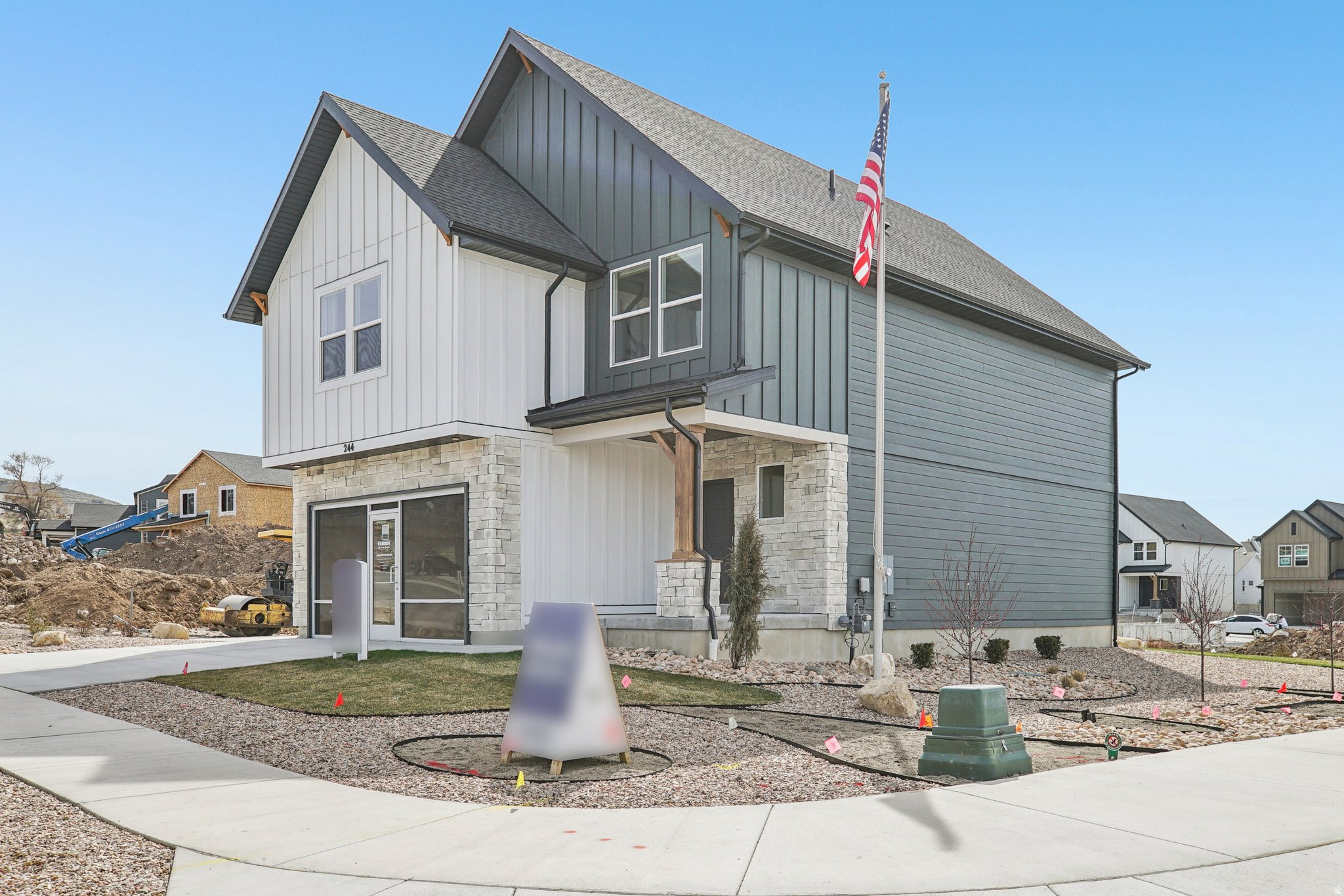 The Clover is a two-story home that offers 3 bedrooms, 2.5 bathrooms, a loft, and a 2-car garage with a functional and open main floor layout. Interior features include quartz countertops, laminate flooring, modern cabinetry, a walk-in pantry, and a convenient mud room off the garage. Upstairs includes a spacious loft, laundry room, full bath, and a large primary suite with walk-in closet and private bath. The home also includes an unfinished basement with space for future extra living. Home comes with a Smart Home Package, radon system, and builder warranty. Actual home may differ in color/material/options. Pictures are of finished homes of the same floor plan and may contain options/upgrades/ decorations/ furnishings not available at the advertised price. No representation or warranties are made regarding school districts and assignments; conduct your own investigation regarding current/future school boundaries. Buyer to verify all information.  This home has a walkout basement and a walk-down staircase from the top deck.