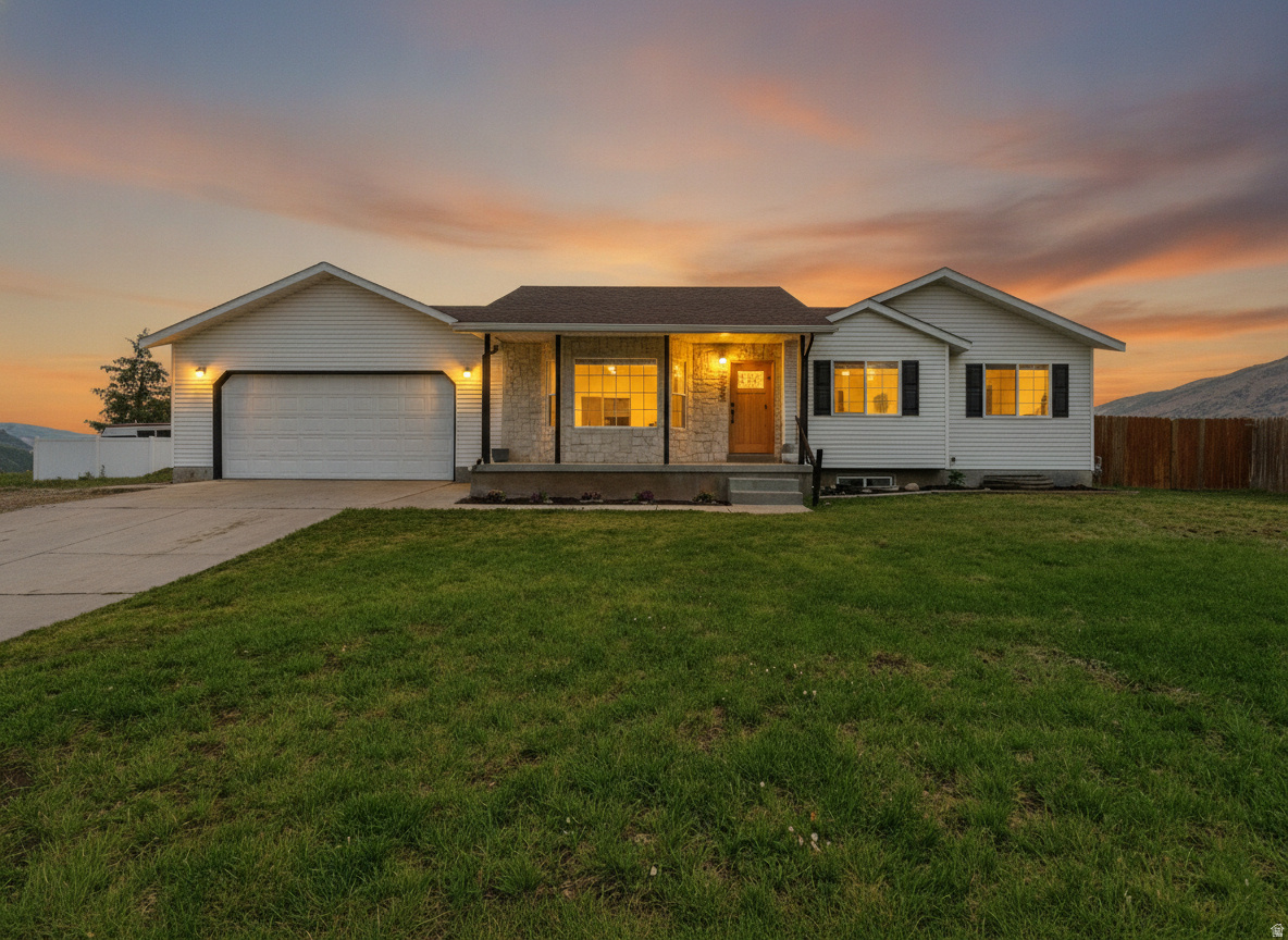 Welcome to this well-cared-for Hyrum home featuring thoughtful updates, functional living space, and a backyard built to enjoy. The bright main level offers an updated kitchen and bathroom, new LVP flooring, central AC, and an inviting layout with a comfortable primary suite. Downstairs, the fully finished basement adds incredible flexibility with 3 bedrooms, a den, cold storage plus it's plumbed for a 3rd bathroom. Outside, you'll love the fully fenced yard with playset, large insulated shed/workshop with power, heated garage (with separate breaker and 220v plug) and pressurized irrigation in both the front and back yards. Major updates including the roof (2017), water heater (2026), and kitchen (2026) provide added value and peace of mind. Tucked into a quiet neighborhood with beautiful mountain views, this home offers the perfect blend of comfort, updates, and everyday functionality.    Square footage figures are provided as a courtesy estimate only and were obtained from county records .  Buyer is advised to obtain an independent measurement.