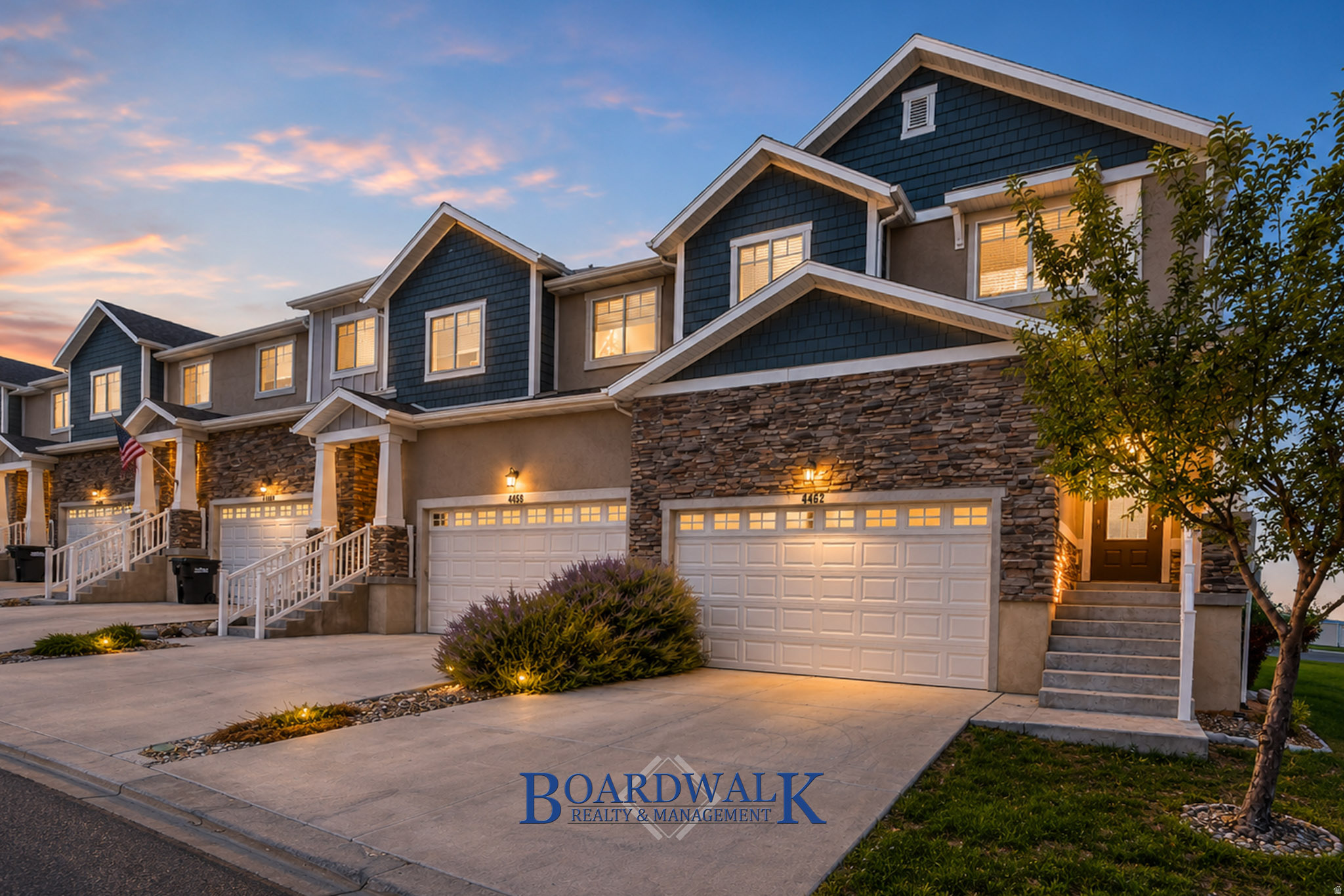 Fantastic end-of-row townhome, located literally one minute away from the newly expanded Mountain View Corridor for quick access and commuting! Charming elevated location provides better air quality and breathtaking views of the mountains and Salt Lake Valley. Copious amounts of dining, shopping and family focused amenities nearby. Mt. Ridge High School within walking distance. Home is adorned with new carpet, vaulted ceilings, tiled tub/shower surrounds, quartz countertops, large 100% finished basement wired for complete surround sound system, alderwood cabinets and crown molding, gas grill direct hookups, daylight basement windows, and brand new AC unit for years of peace-of-mind. You can sell that mower, HOA provides landscaping! Schedule an appointment today for easy showing! Square footage figures are provided as a courtesy estimate only. Buyer is advised to obtain independent measurement.