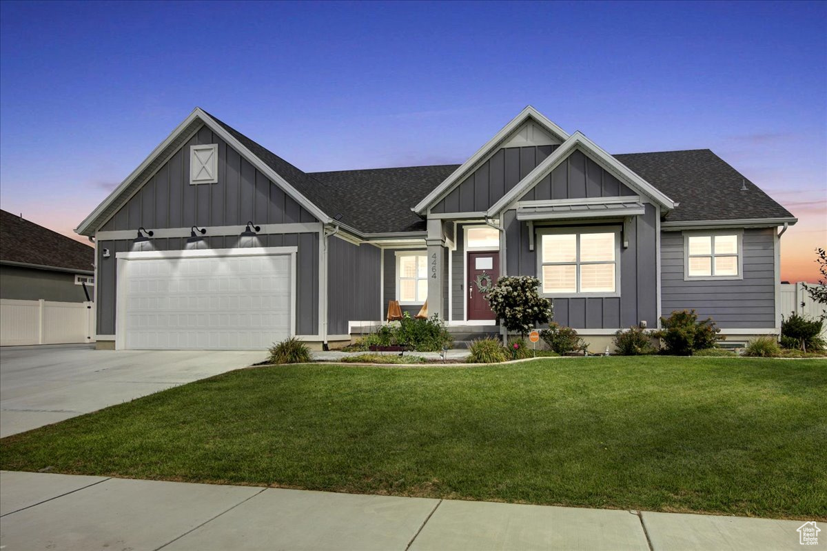 This home will satisfy even the most particular buyer with its high caliber design finishes and superior quality.  Inside this sprawling rambler you'll find professionally designed interiors with luxury finishes like quartz countertops, a gourmet kitchen with a butlers pantry behind a hidden door, quartz counters, gas range with designer vent hood, floor to ceiling living room picture windows, vaulted ceilings, an oversized primary bathroom with luxury tiled shower, and much more.  The fully finished basement has a great room with a kitchenette that could be converted to a second kitchen.  The recently completed home construction combined with low-E windows, energy efficient HVAC, high performance insulation, and Energy Star appliances make this home energy efficient and cost effective to maintain. Low maintenance landscaping creates superior curb appeal.  The over 1/3 acre fully fenced yard gives ultimate privacy. RV parking and the oversized four car garage offer plenty of space for your vehicles and toys. The garage floor was recently professionally epoxied and ample overhead storage installed.  In the backyard you'll find a basketball court and a nicely designed chicken coop (complete with the chickens if the buyer wants them!) The coop area can easily be converted to a dog run, a fenced garden area, or a place to install a playground.   'Green Farms' has easy access to shopping and to I-15,  an abundance of amenities, and a very low HOA fee making it an extremely desirable lifestyle community in which to purchase your 'forever home.'