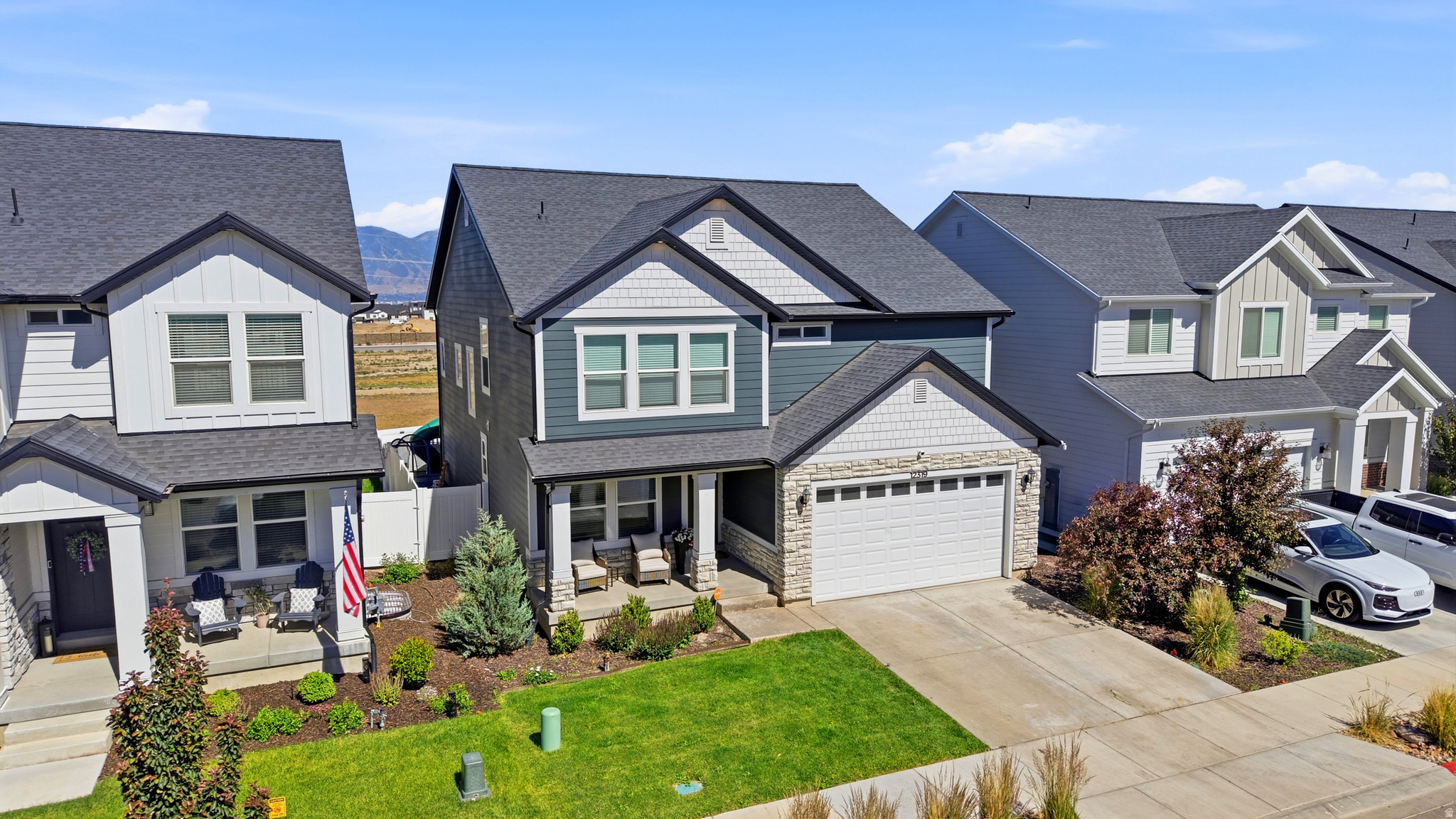 Built less than five years ago, this beautifully upgraded Herriman two-story is far from your typical builder-grade home. Offering 3 bedrooms, 2.5 bathrooms, and soaring vaulted ceilings, the seller invested heavily in premium finishes during construction and continued with custom upgrades throughout. Enjoy quartz countertops, custom cabinetry, designer lighting, upgraded faucets, decorative wall treatments, white oak accents, a custom fireplace, dual vanities in the primary suite, and more. Easy to show-schedule your private tour today!