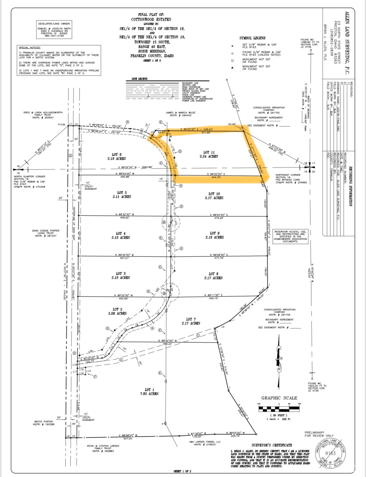COTTONWOOD ESTATES SUBDIVISION - Land