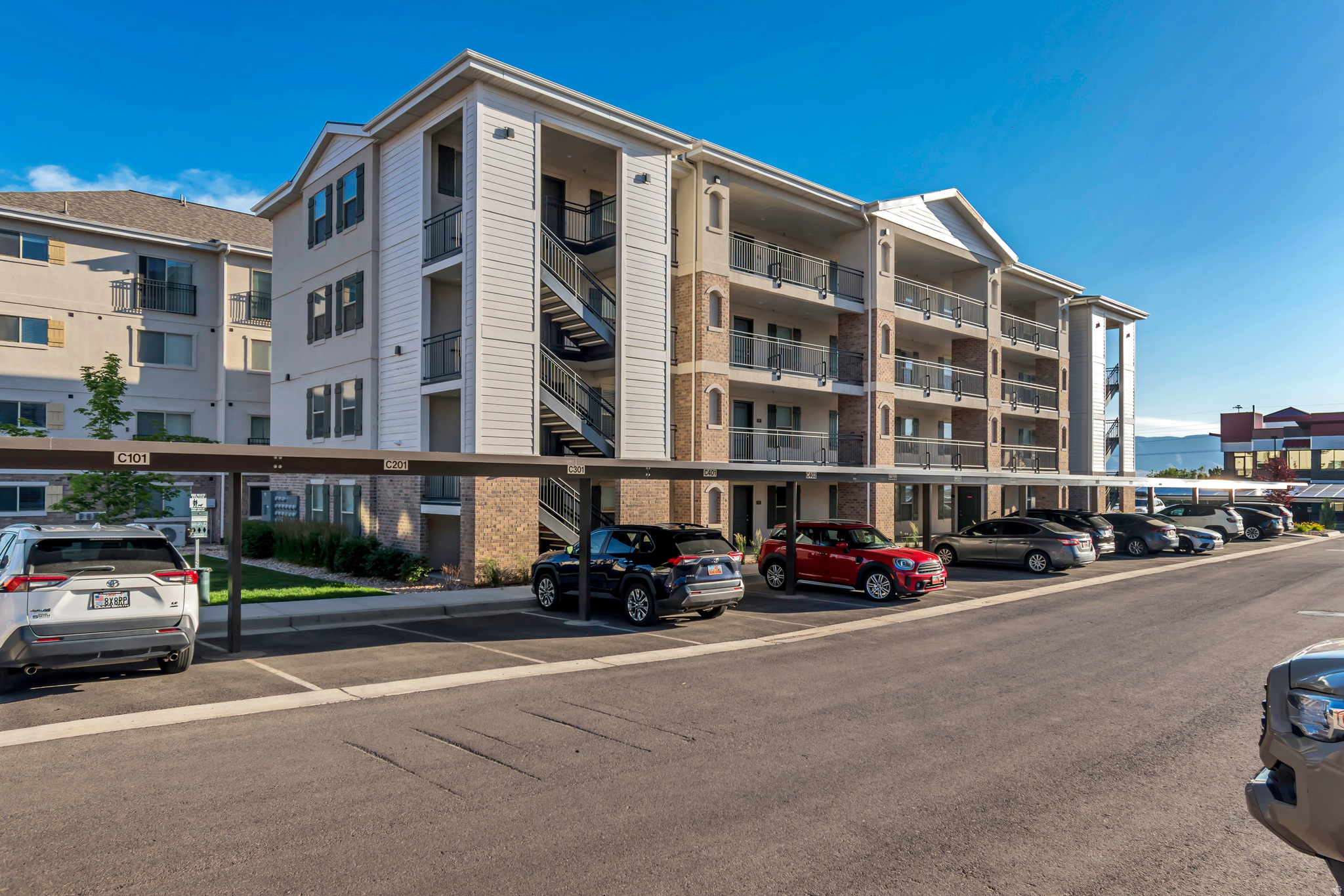 Come see this beautiful, rare top floor condo!!! Great opportunity for first time buyers. Like new, it is very immaculate, clean and well taken care of. Two bedrooms and 1 bath. Lots of closet and storage space. In-unit laundry, includes beautiful new custom shelves that were added for convenience and extra storage.  Open layout, with vaulted ceilings throughout the kitchen and living area, which lets lots of light in.  Assigned parking and access to the community pool. Amazing location with gorgeous mountain and valley views. Easy access to freeway, shopping centers and both UVU and BYU. Don't miss this one!