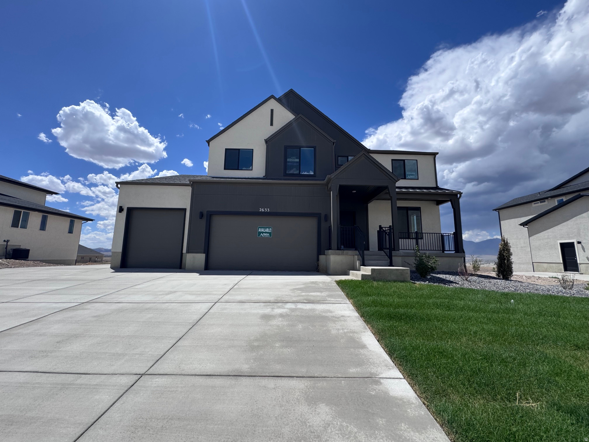 QUICK MOVE-IN! Welcome to the Scandinavian-inspired 'Cypress' home by Alpine Homes in Eagle Mountain's vibrant Scarlet Ridge. The seller is offering up to $22,000 toward buydowns/closing costs plus a free RV pad! Nestled on a half-acre lot with a walkout basement and covered deck, this open-concept gem features a soaring 2-story great room, a luxury main-floor primary suite, and a rare 4-car garage with an RV Pad. Enjoy stunning mountain views just 3 minutes from City Center, 15 minutes to premier Saratoga Springs shopping, and 25 minutes to Lehi's Silicon Slopes and I-15! Buyer to verify all details.