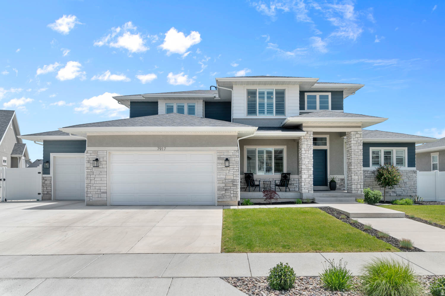 Beautiful West Jordan home on an expansive 0.27-acre lot with mountain views, RV parking, and an incredible backyard setup! Built in 2022, this spacious 2-story home offers over 4,500 square feet with a bright, open layout and abundant natural light throughout.  The main level features a stunning great room with a soaring vaulted ceiling and an upgraded kitchen with quartz countertops, double wall ovens, a large island, walk-in pantry, and modern finishes designed for both entertaining and everyday living. Also located on the main floor is the spacious primary suite which includes a walk-in closet and a luxurious en-suite bathroom with a separate tub and shower. Upstairs you'll find three additional generously sized bedrooms, offering plenty of space for family, work, or hobbies. The fully finished basement expands the home even further with additional living space, 2 bedrooms, storage, and endless possibilities for recreation or entertaining.  Step outside to a beautifully landscaped backyard featuring a covered patio, raised garden beds, full fencing, and plenty of room to relax, play, or entertain. The property also includes a 3-car attached garage plus RV parking, providing exceptional space for vehicles, toys, and storage.  Located in the desirable Orchard Heights community, residents enjoy access to a community pool, park, playground, hiking trails, and picnic areas. Conveniently close to schools, shopping, and commuter routes, this home combines space, comfort, and lifestyle in one exceptional package.
