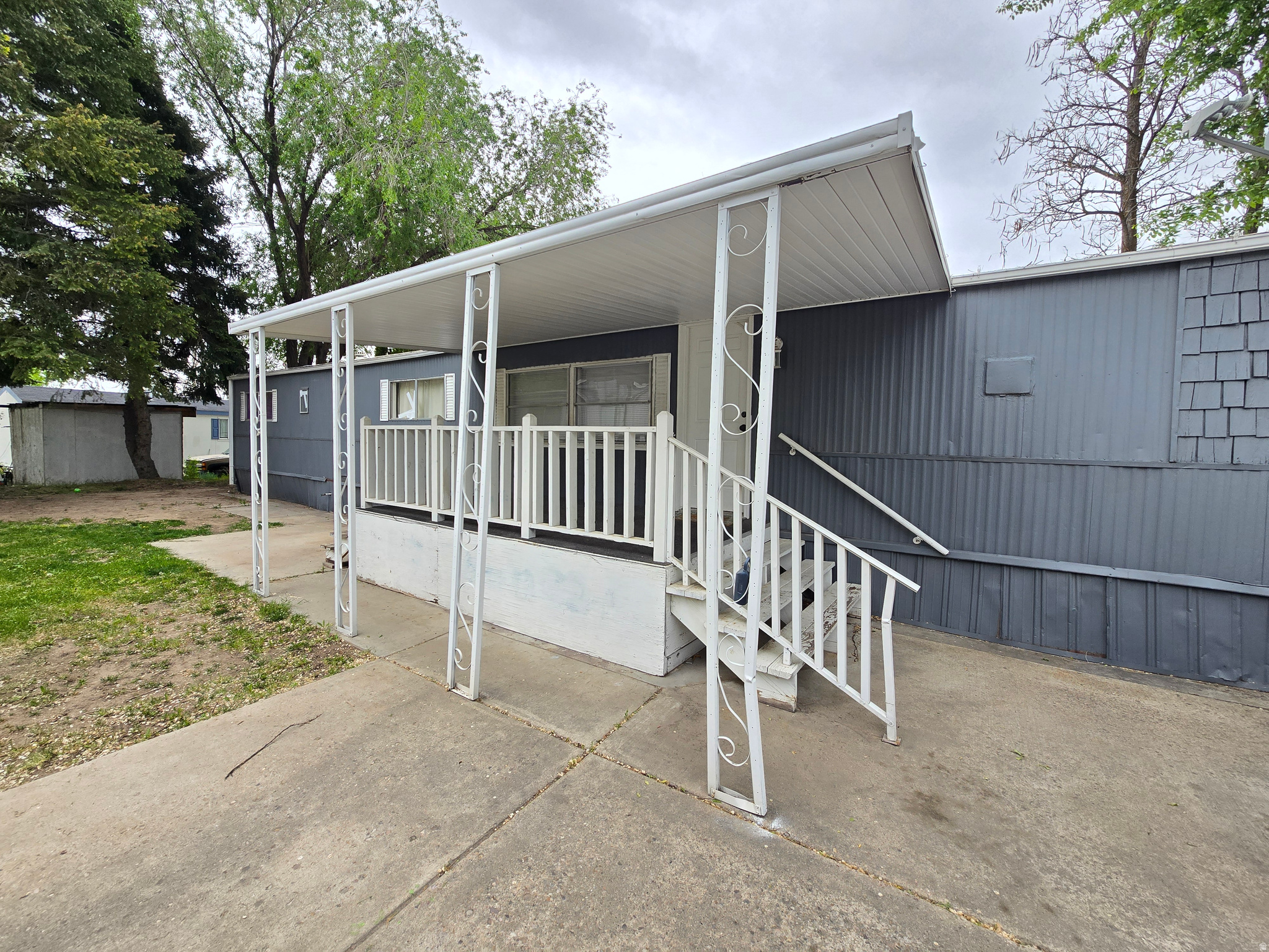 Cute, affordable home with many recent updates.  New central air 2023, newer appliances, gas stove, large bathroom, covered patio, storage shed, and more!   Square footage figures are provided as a courtesy estimate only and were obtained from title .  Buyer is advised to obtain an independent measurement.