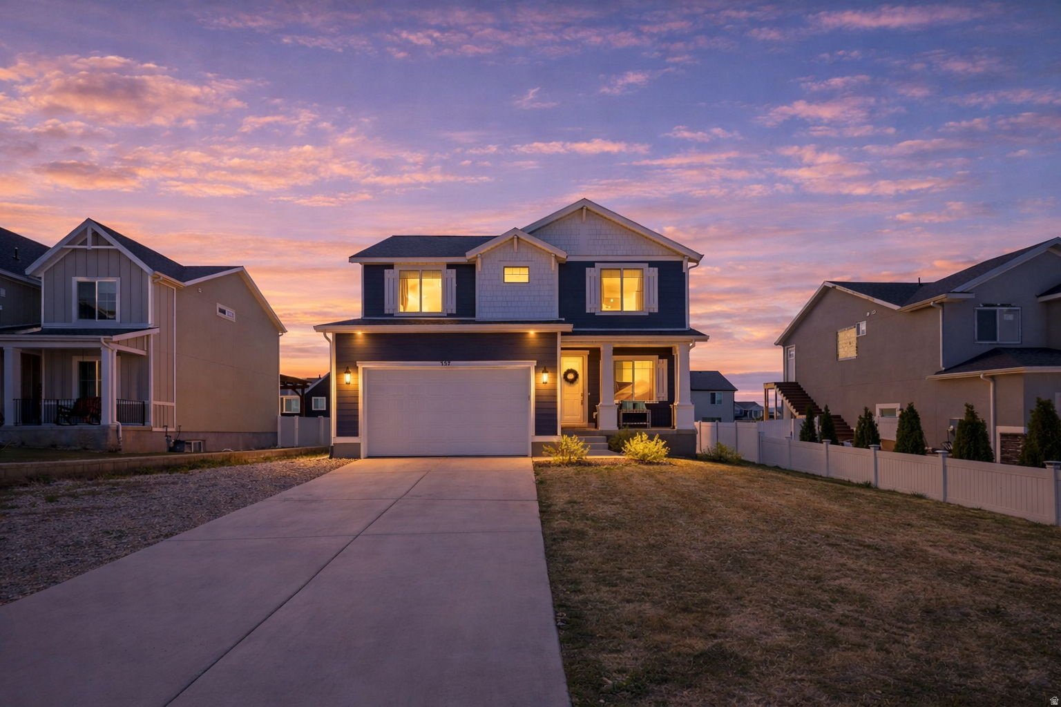 **OPEN HOUSE SAT 4/18 12PM- 2PM** Experience stunning mountain views and beautiful sunsets from this spacious home, ideally located steps from walking trails and Summit Creek Reservoir. Sitting on .19 acres with no HOA, this open-concept home features high ceilings throughout, enhancing the light and airy feel. The kitchen is equipped with quartz countertops, stainless steel appliances, a gas range, and ample storage. The primary suite offers generous space with a separate tub and shower, double sink vanity, and a large walk-in closet. Enjoy two living areas and a main floor den ideal for a home office or work space. The unfinished basement offers high ceilings and endless possibilities and income potential. Fully landscaped with generous RV parking. A one-year rate buy down is offered with preferred lender. Square footage figures are provided as a courtesy estimate only and were obtained from County Records. Buyer is advised to obtain an independent measurement.